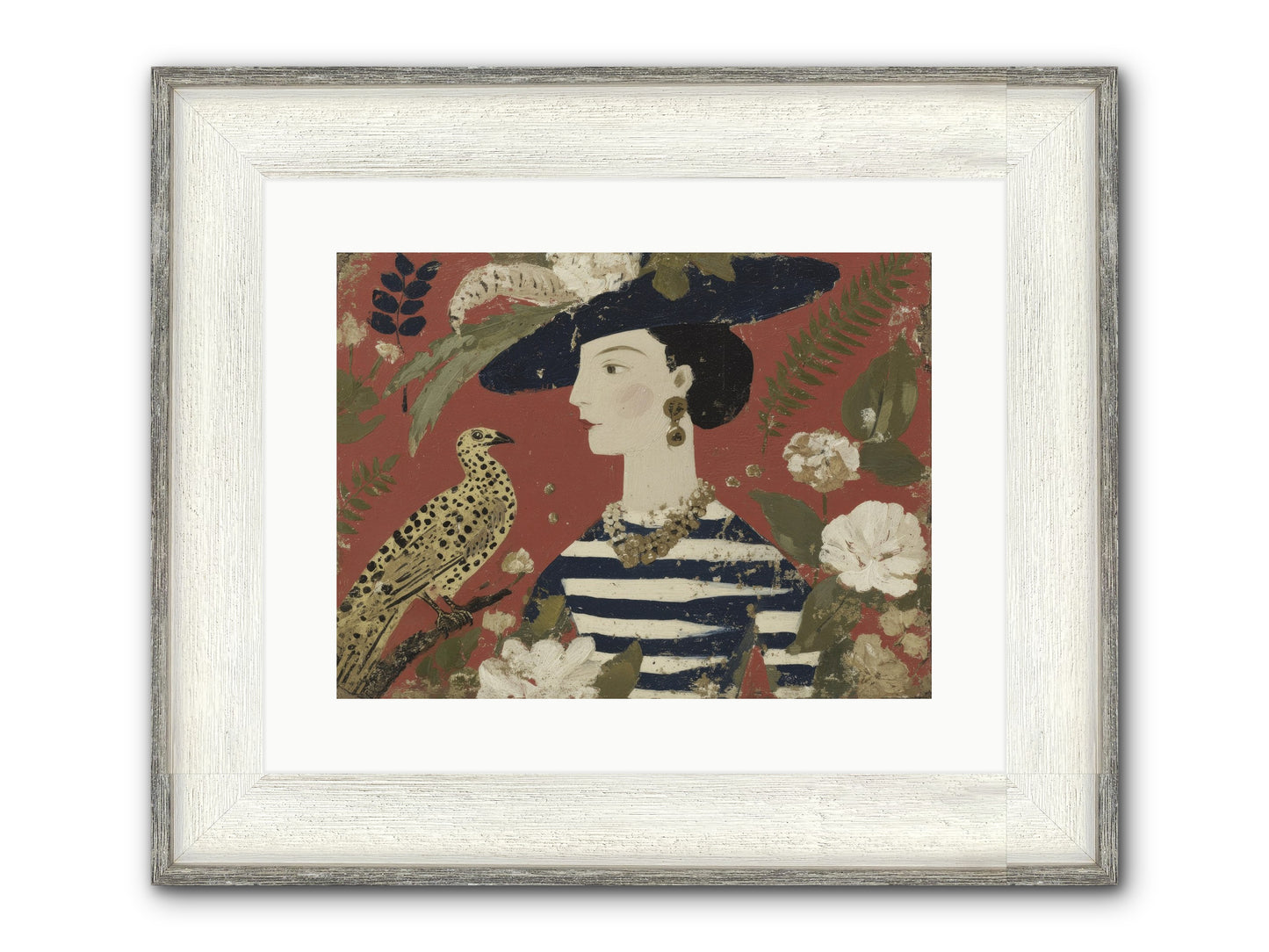 She Collected Feathers No.1 Framed Print - Driftwood White 16x12