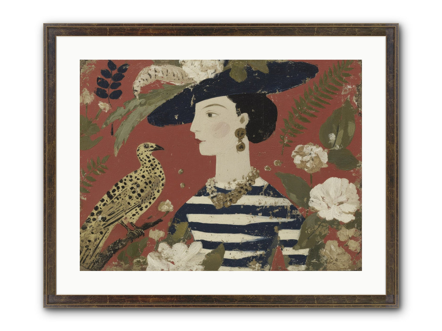 She Collected Feathers No.1 Framed Print - Slimwoods Black/Gold 24x18