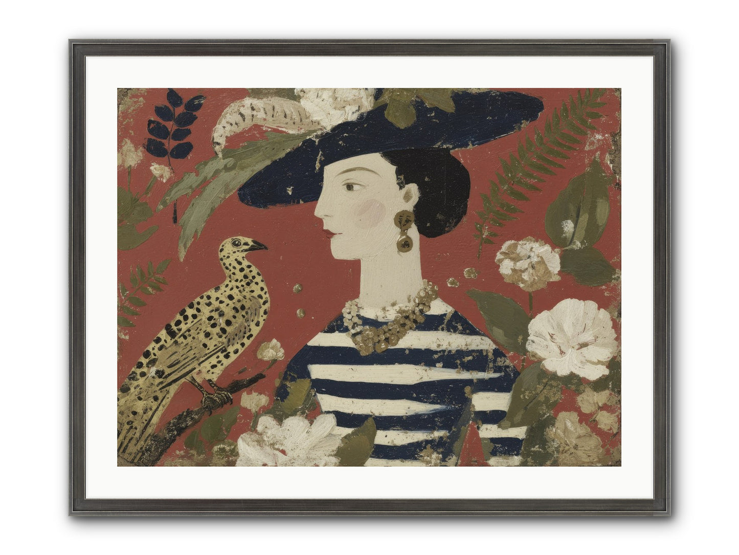 She Collected Feathers No.1 Framed Print - Slimwoods Black/Silver 32x24