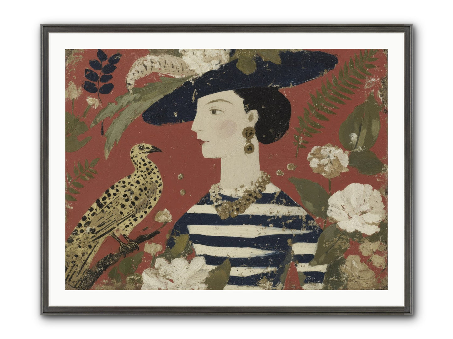She Collected Feathers No.1 Framed Print - Slimwoods Black/Silver 40x30