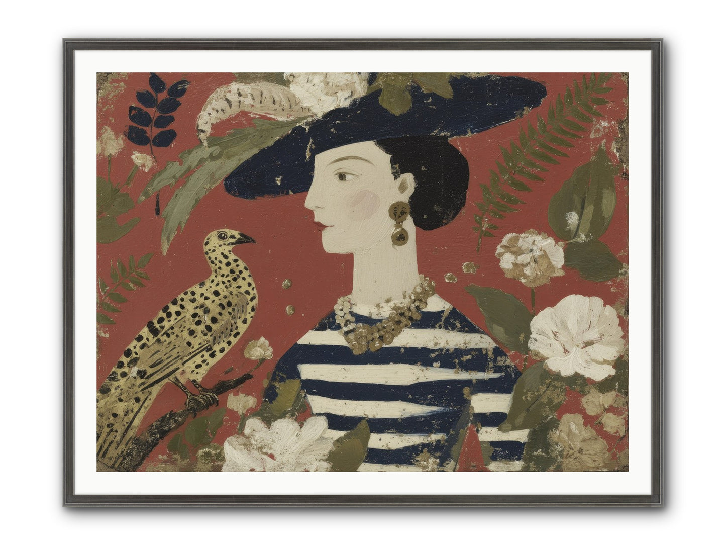 She Collected Feathers No.1 Framed Print - Slimwoods Black/Silver 48x36