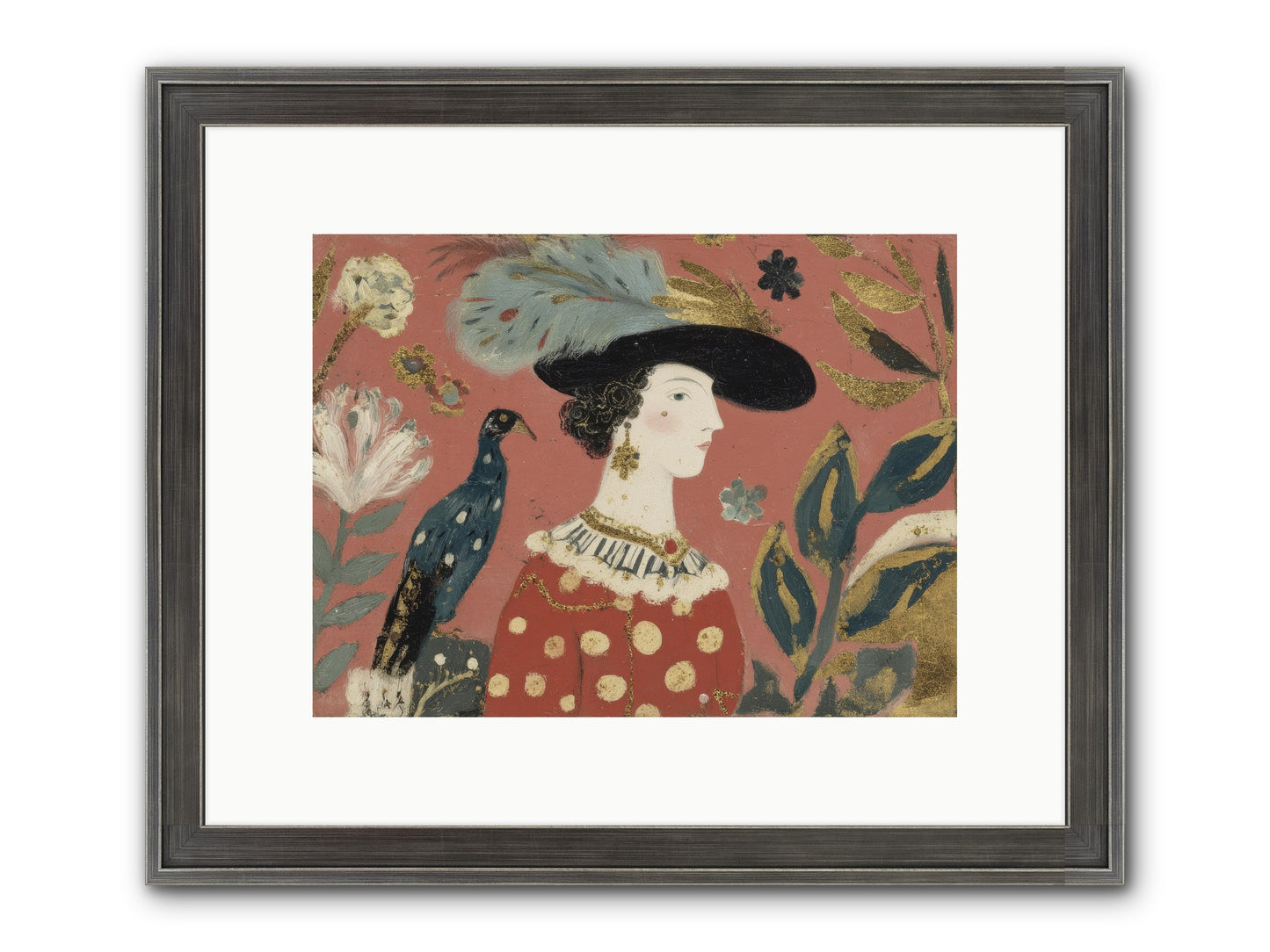 She Collected Feathers No.2 Framed Print - Slimwoods Black/Silver 12x9