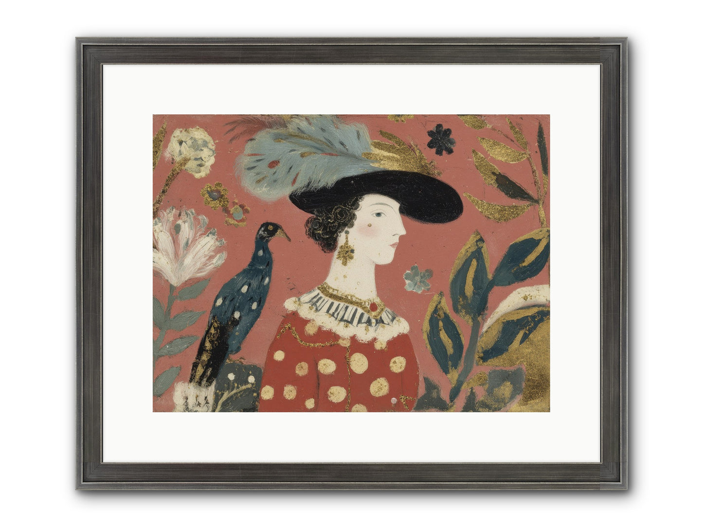 She Collected Feathers No.2 Framed Print - Slimwoods Black/Silver 16x12