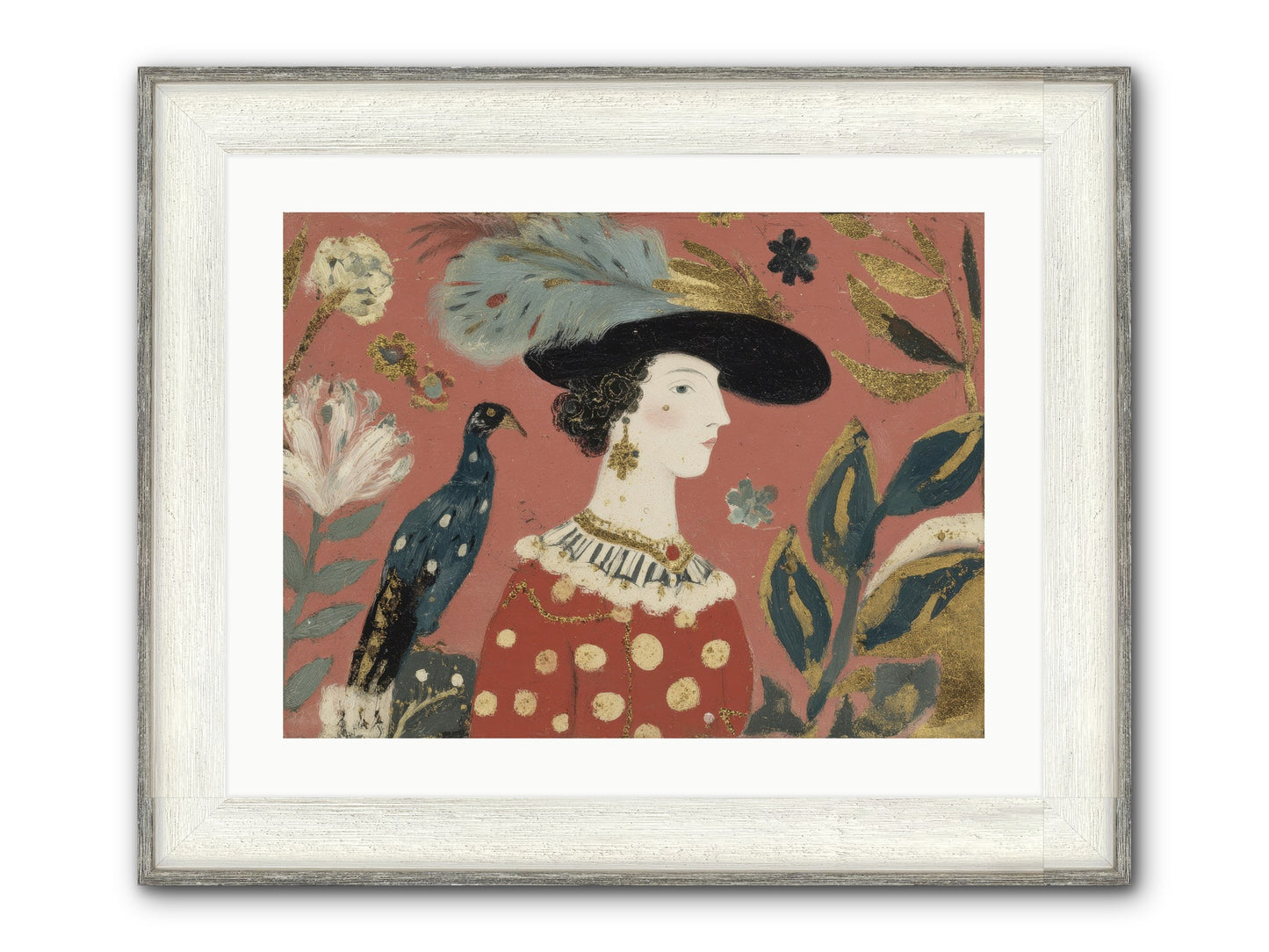 She Collected Feathers No.2 Framed Print - Driftwood White 24x18