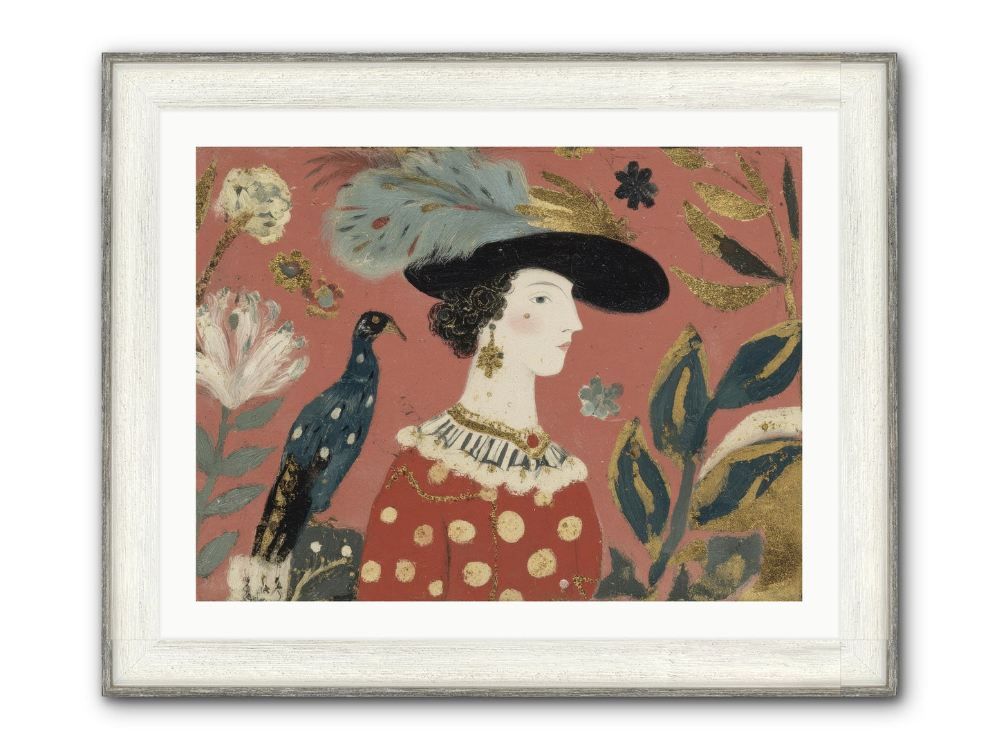 She Collected Feathers No.2 Framed Print - Driftwood White 32x24