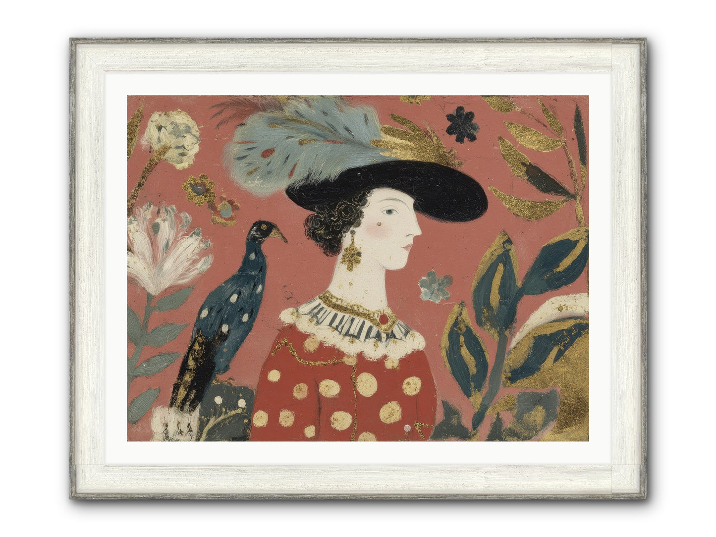She Collected Feathers No.2 Framed Print - Driftwood White 40x30