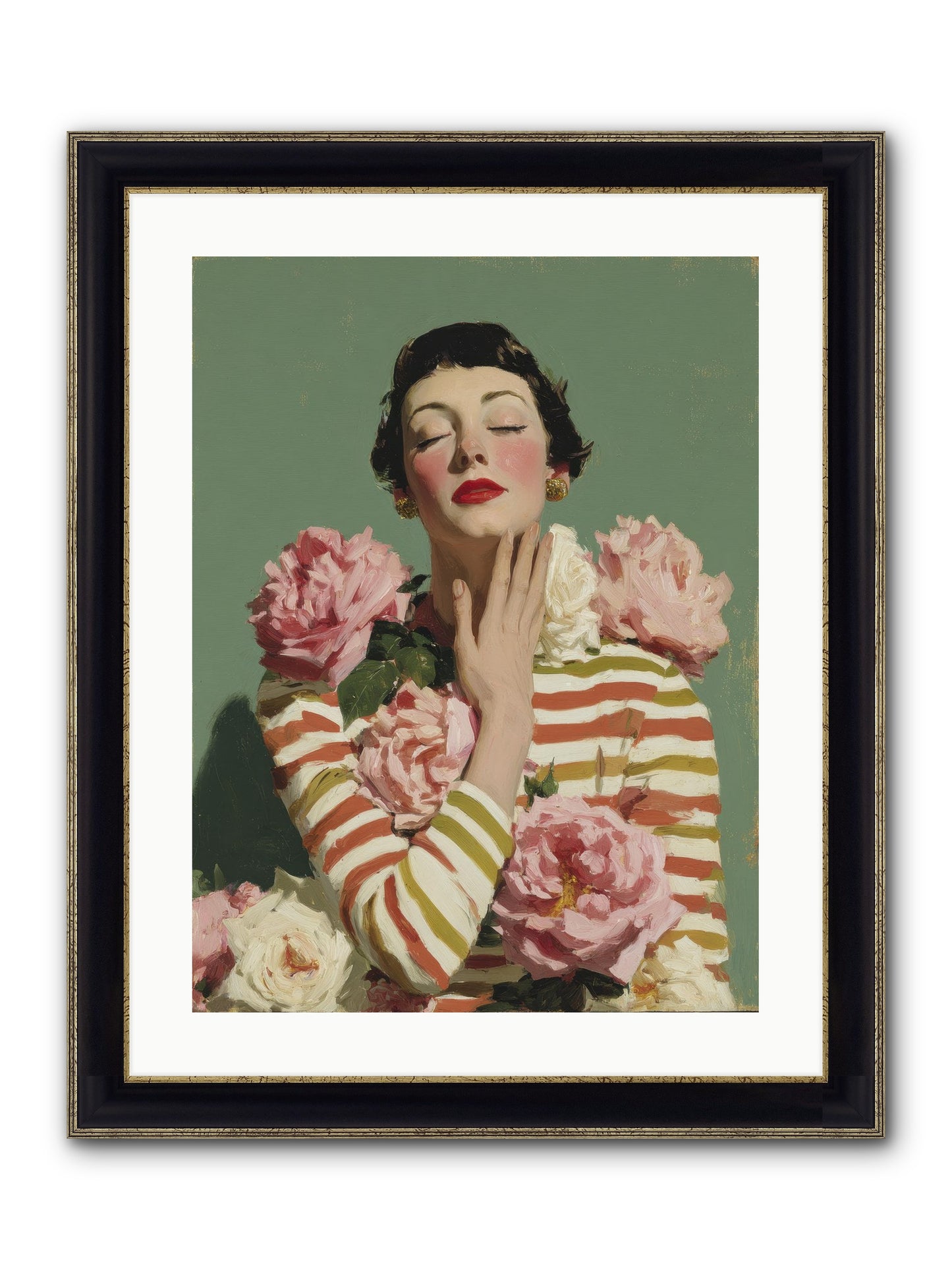 She Embraced The Entire Garden Framed Print - Black & Gold 18x24
