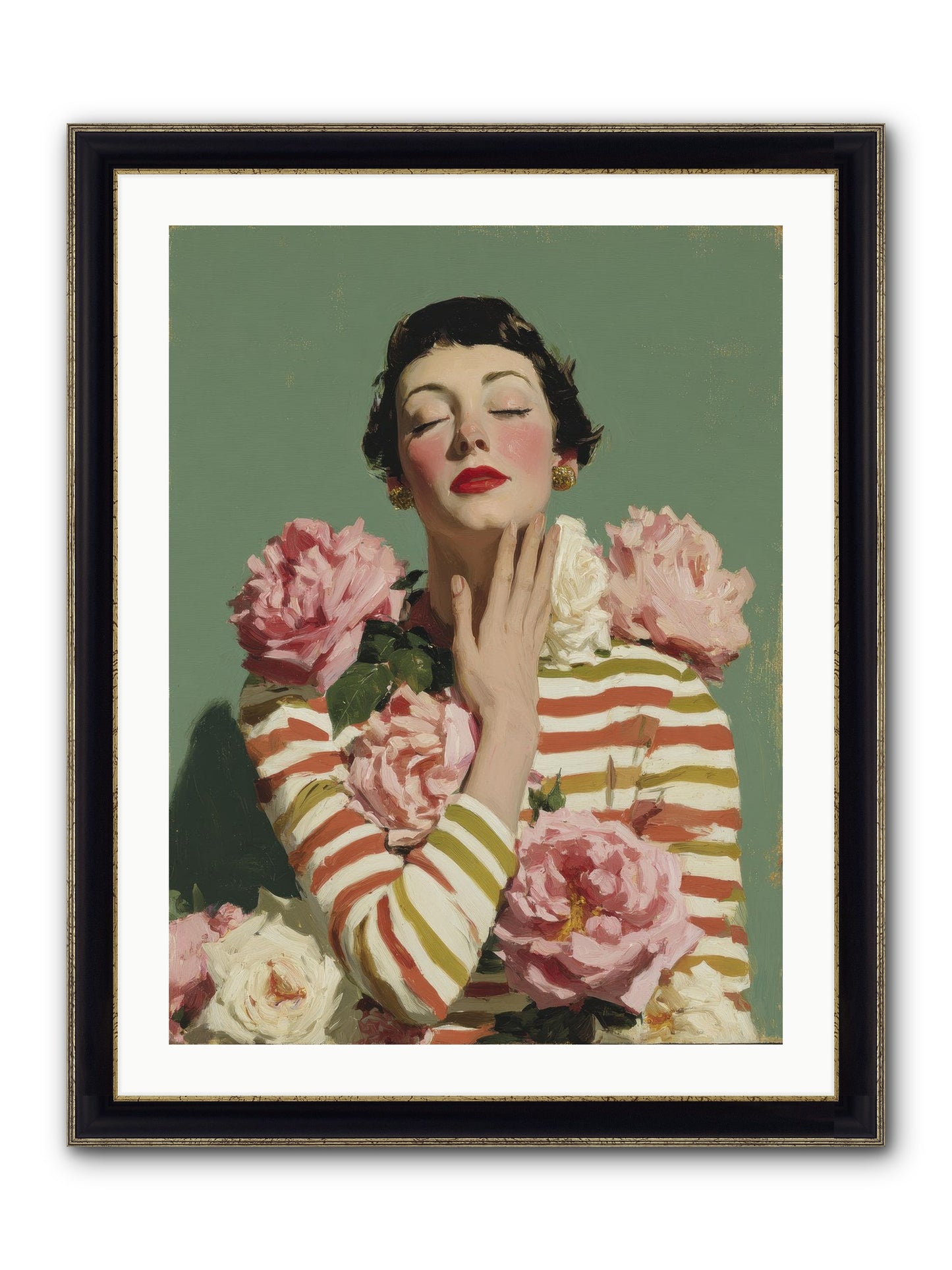 She Embraced The Entire Garden Framed Print - Black & Gold 24x32