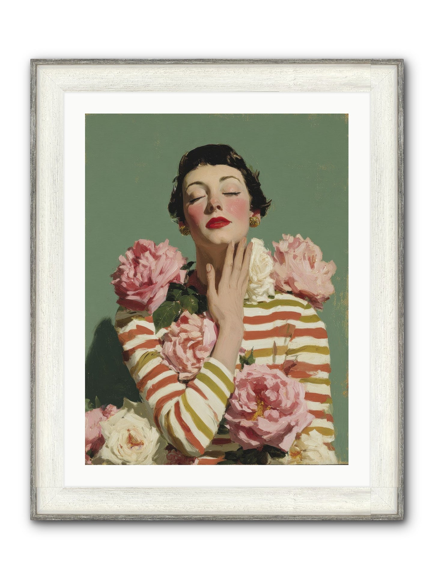 She Embraced The Entire Garden Framed Print - Driftwood White 24x32