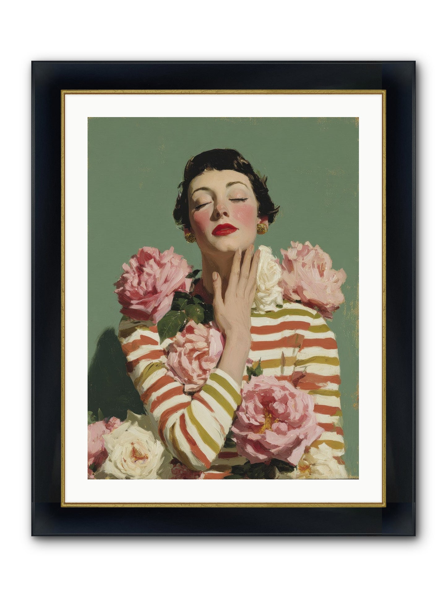 She Embraced The Entire Garden Framed Print - Wide Black w/Gold 24x32