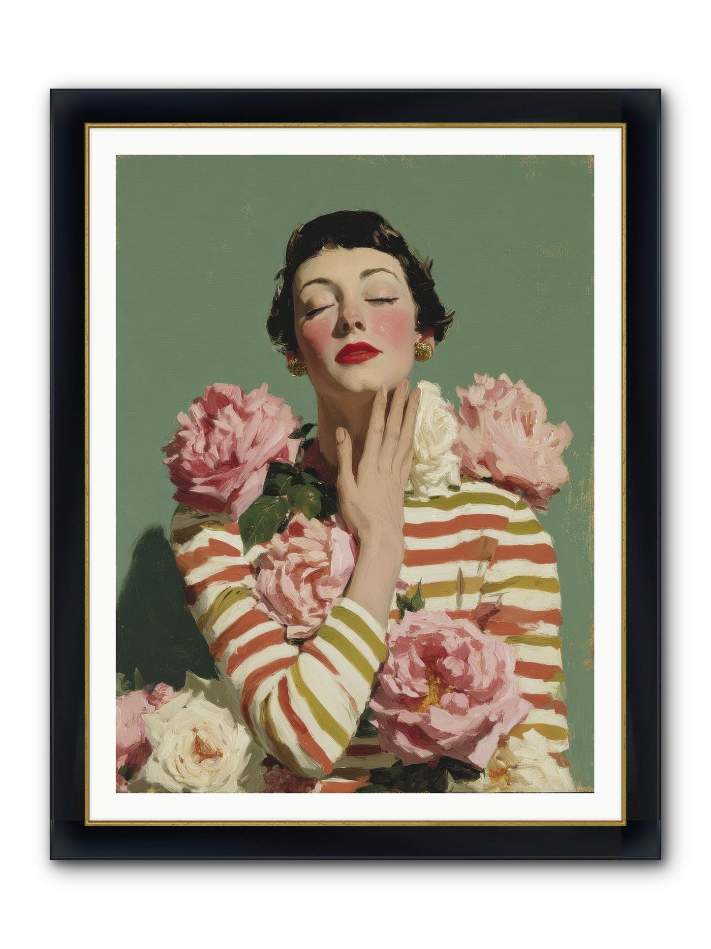 She Embraced The Entire Garden Framed Print - Wide Black w/Gold 36x48