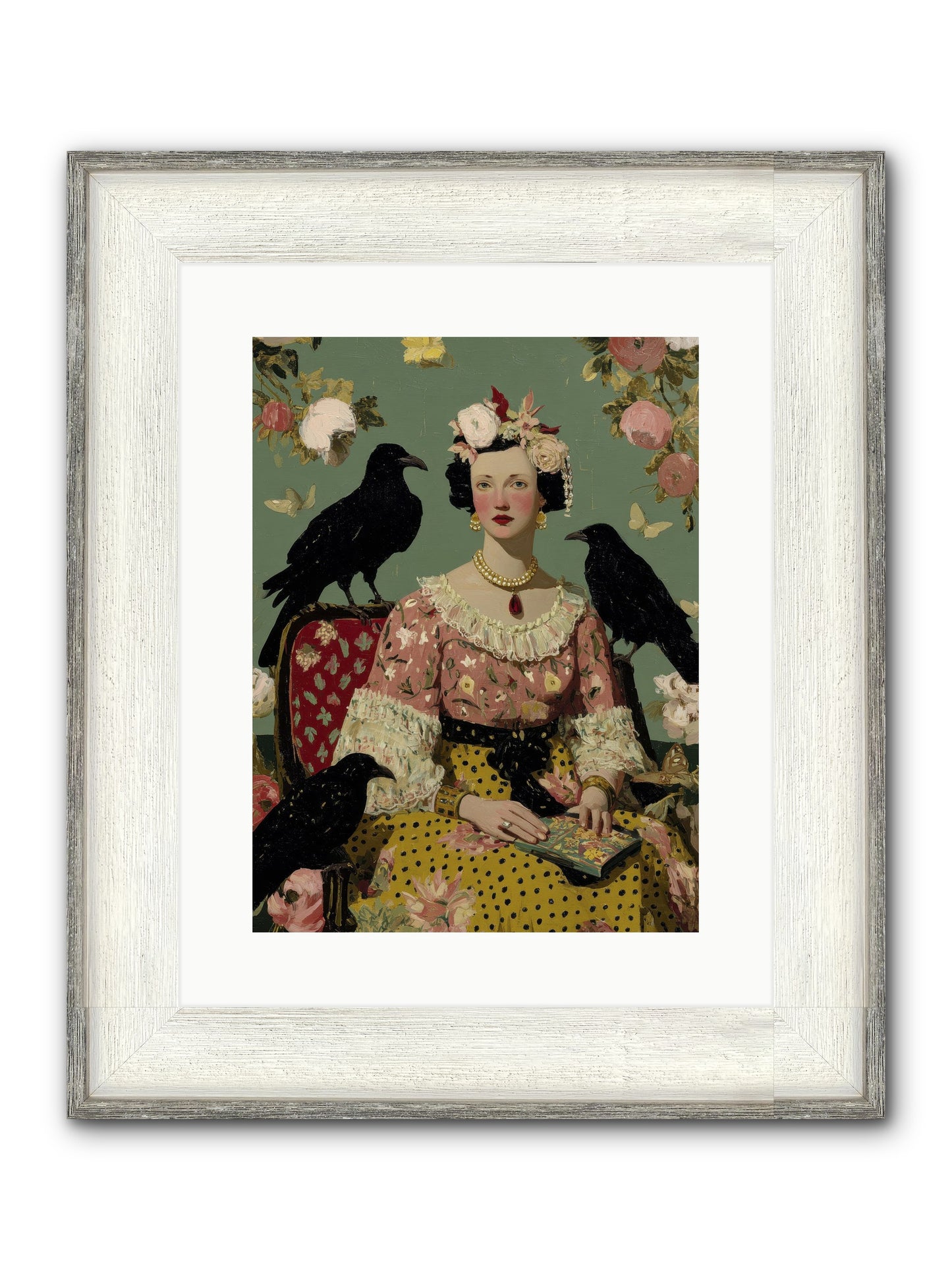 She Fed Birds By Hand Framed Print - Driftwood White 12x16