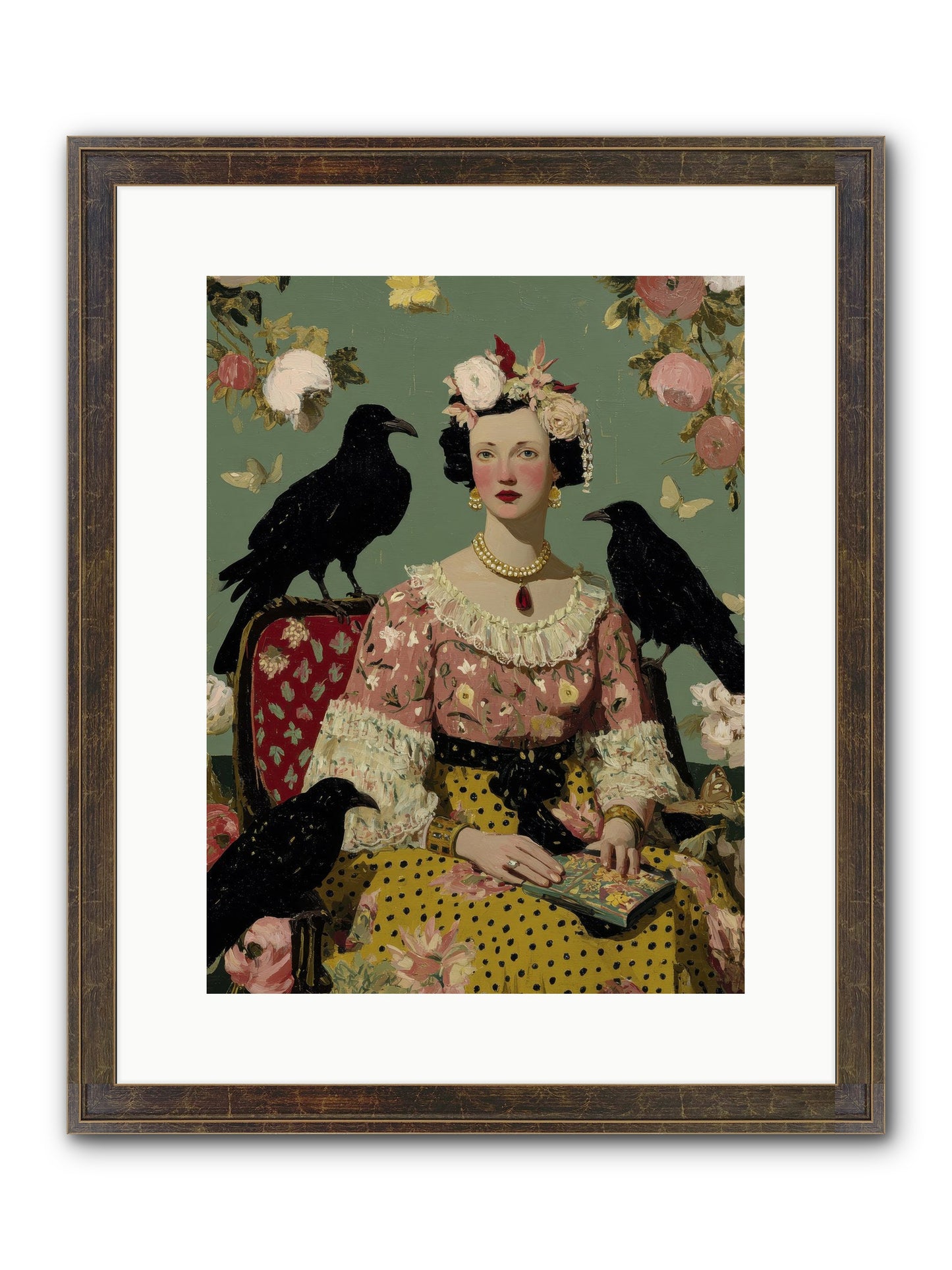 She Fed Birds By Hand Framed Print - Slimwoods Black/Gold 12x16