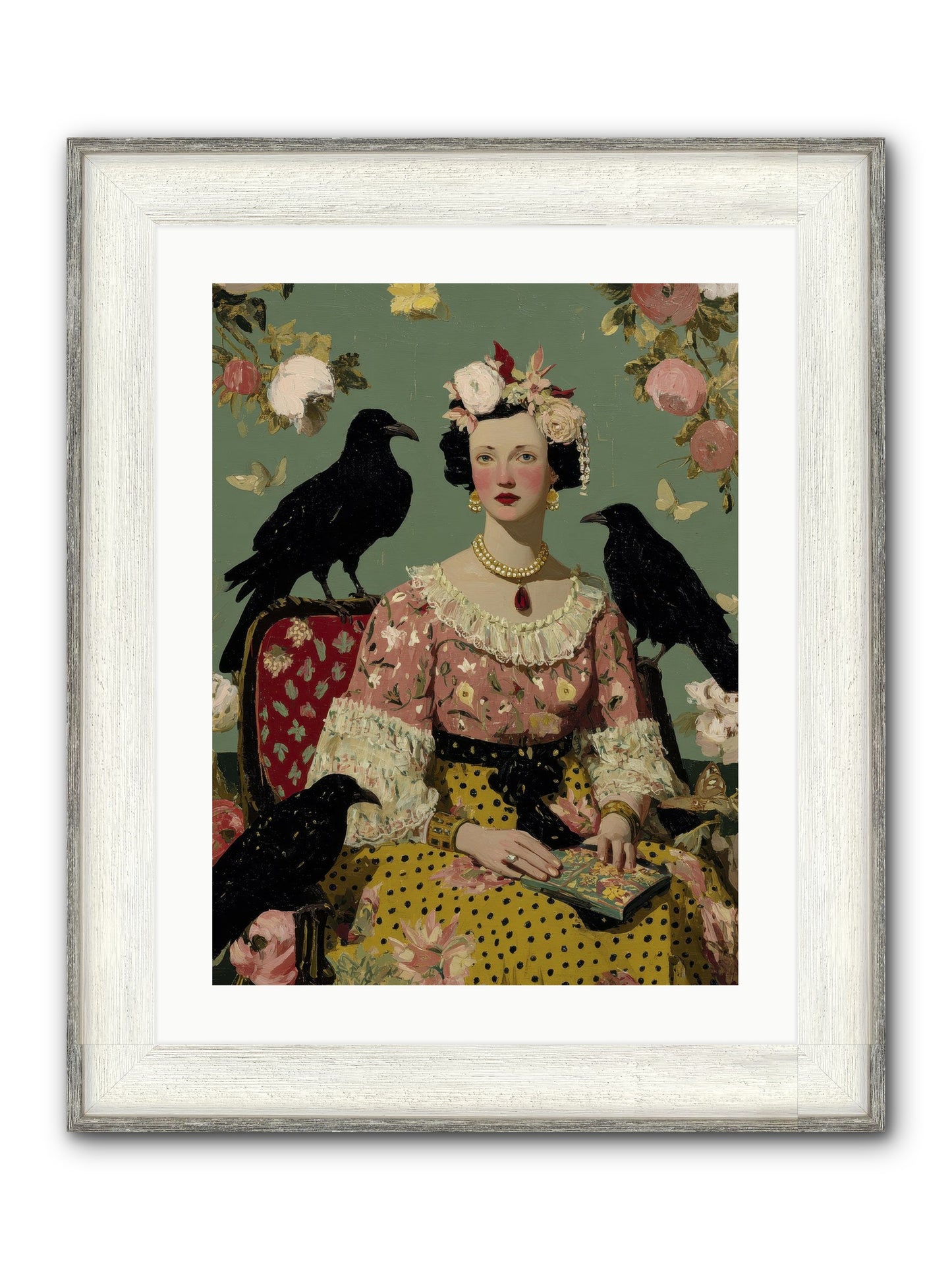 She Fed Birds By Hand Framed Print - Driftwood White 18x24