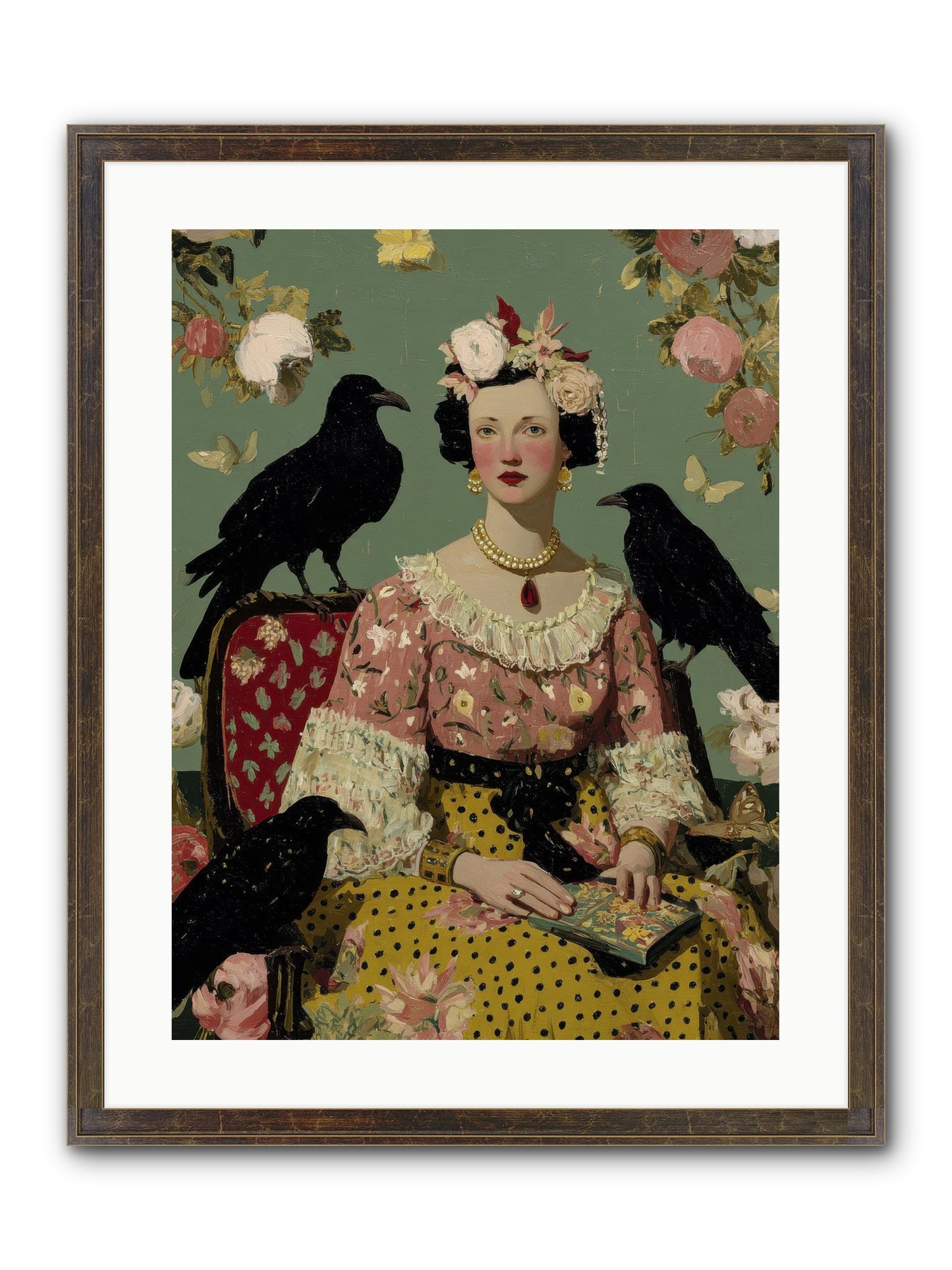 She Fed Birds By Hand Framed Print - Slimwoods Black/Gold 18x24