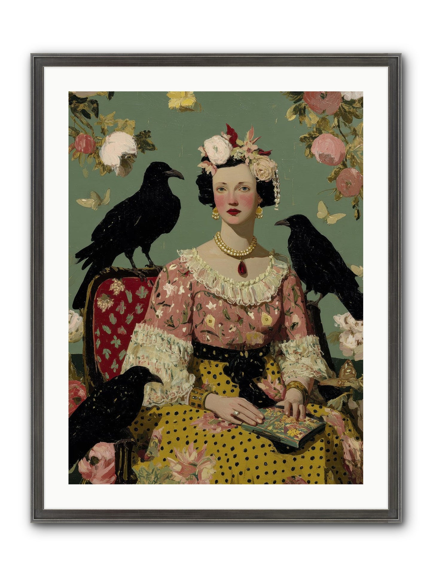 She Fed Birds By Hand Framed Print - Slimwoods Black/Silver 24x32