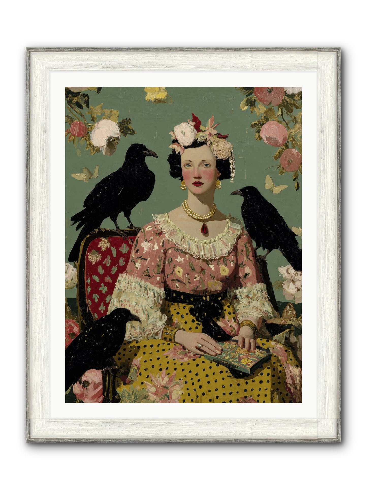 She Fed Birds By Hand Framed Print - Driftwood White 30x40