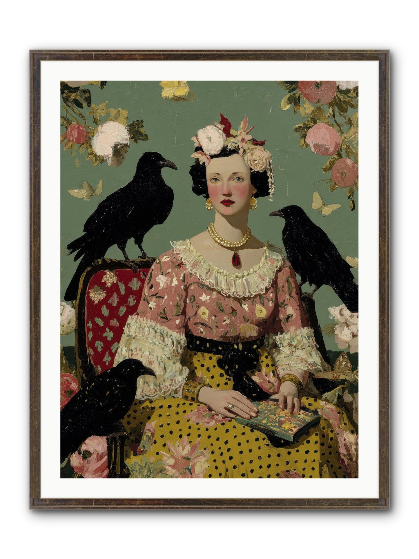 She Fed Birds By Hand Framed Print - Slimwoods Black/Gold 30x40