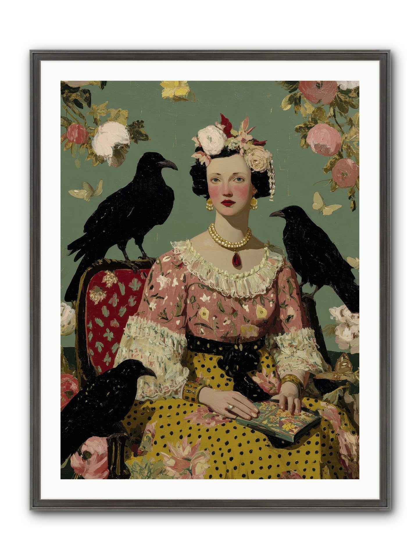She Fed Birds By Hand Framed Print - Slimwoods Black/Silver 30x40