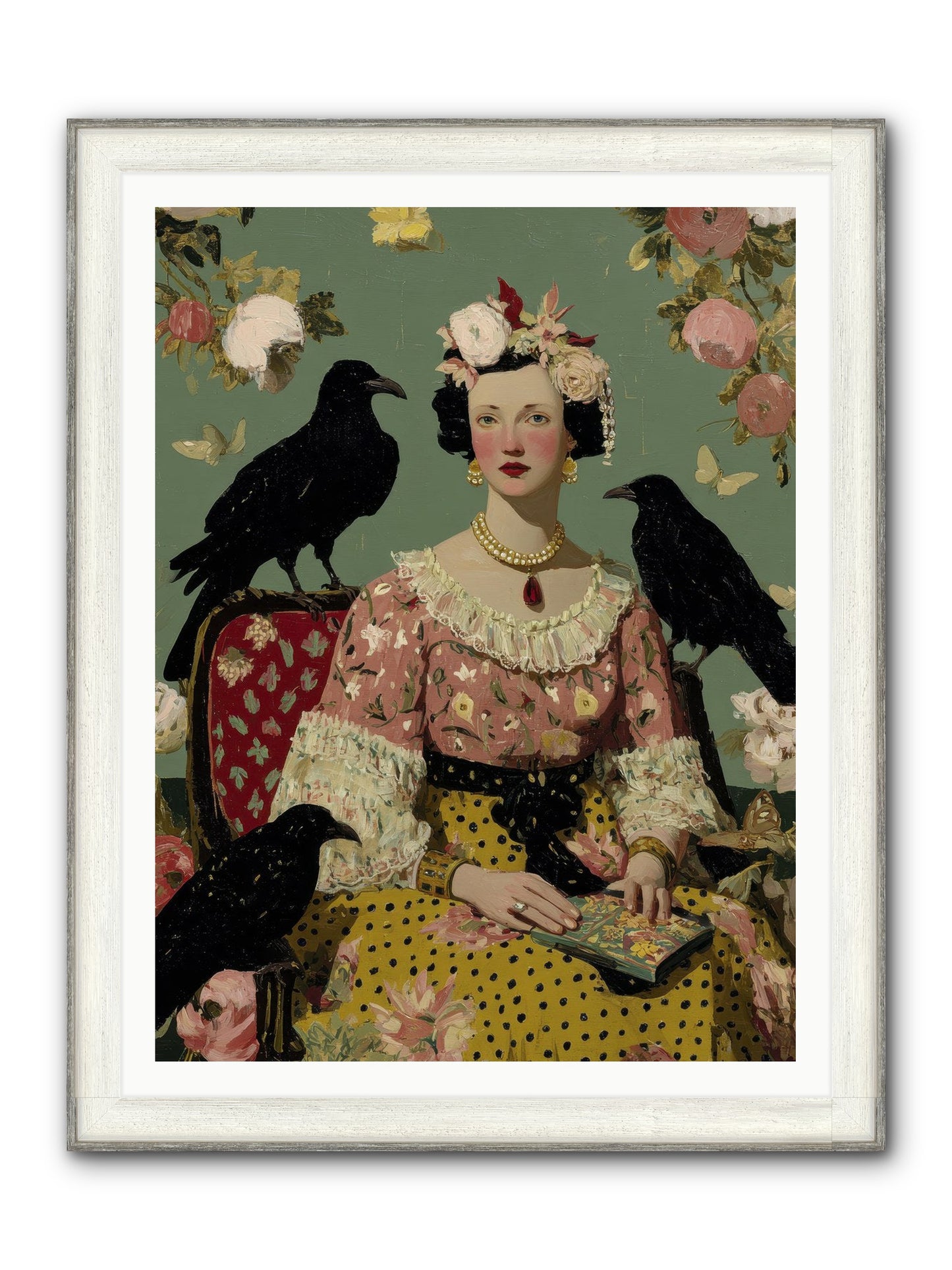 She Fed Birds By Hand Framed Print - Driftwood White 36x48