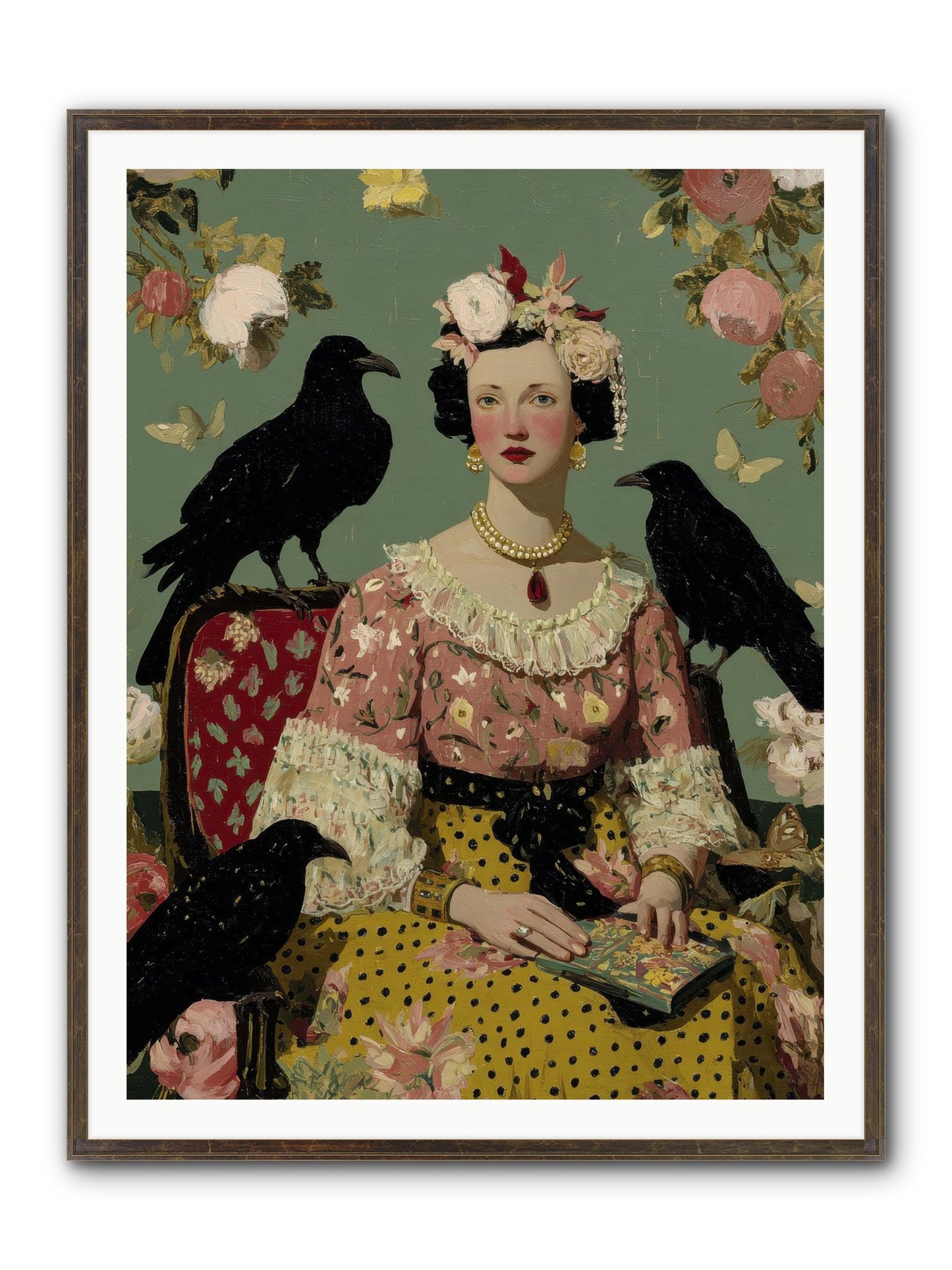 She Fed Birds By Hand Framed Print - Slimwoods Black/Gold 36x48
