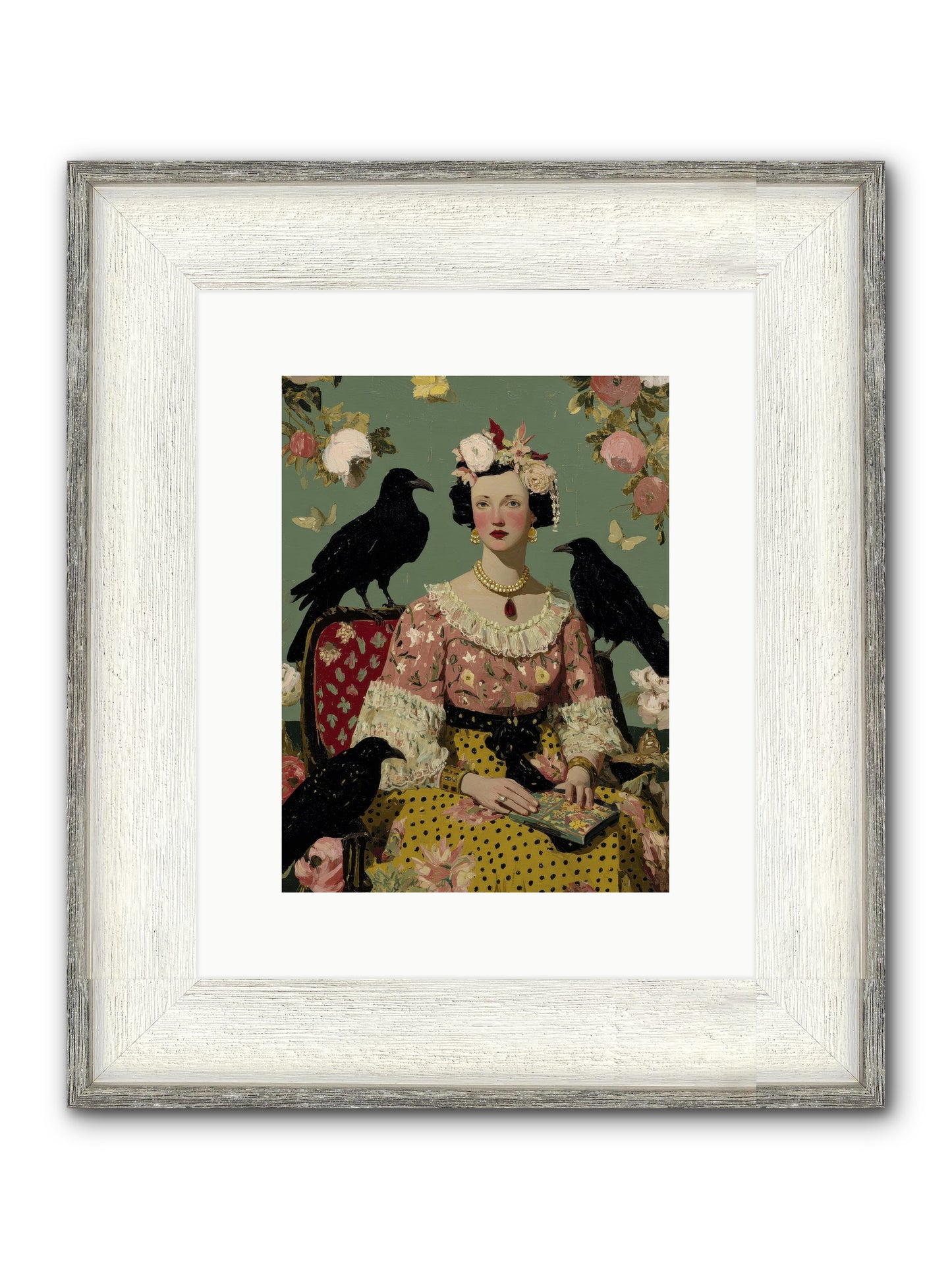 She Fed Birds By Hand Framed Print - Driftwood White 9x12