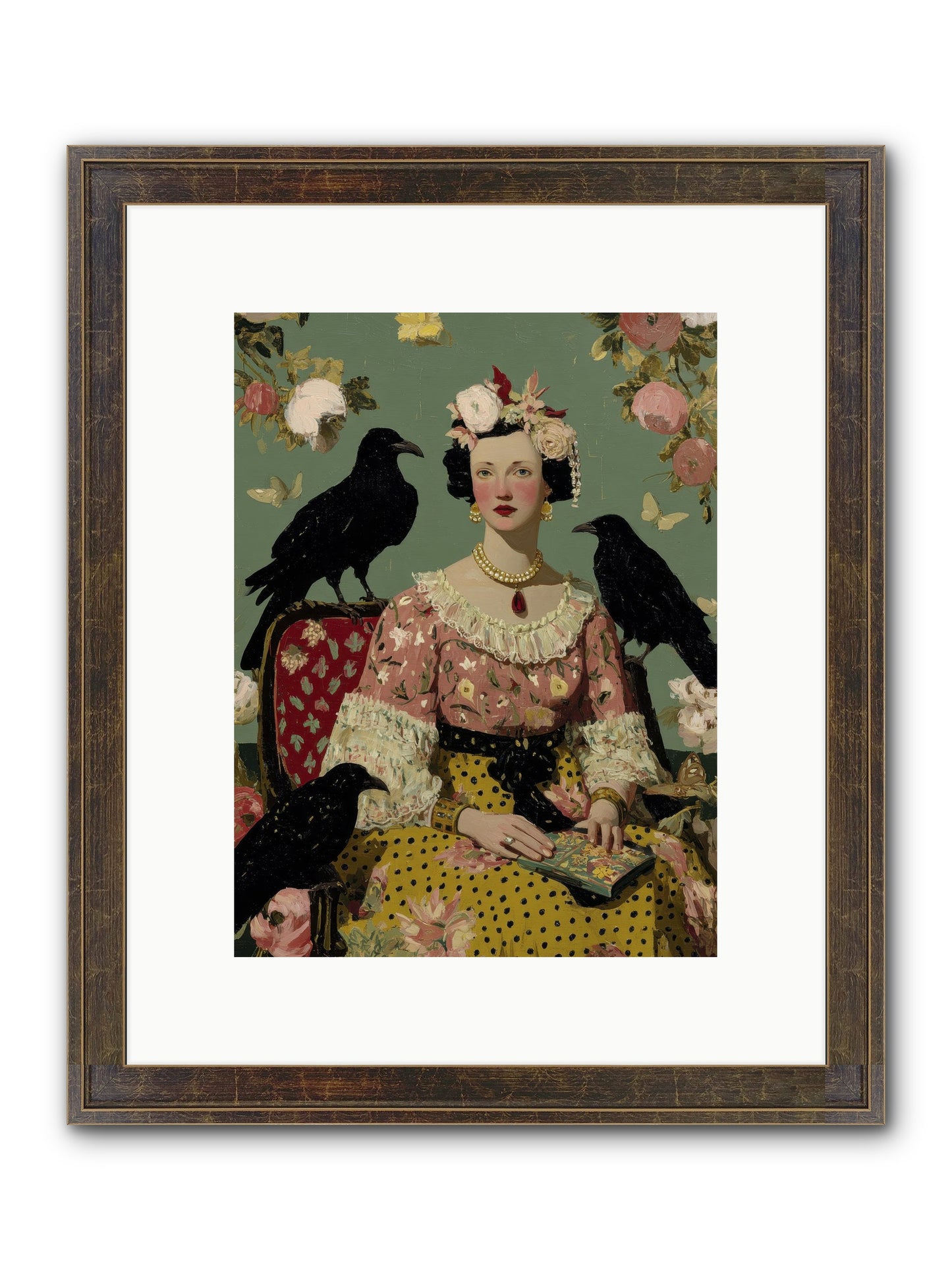 She Fed Birds By Hand Framed Print - Slimwoods Black/Gold 9x12