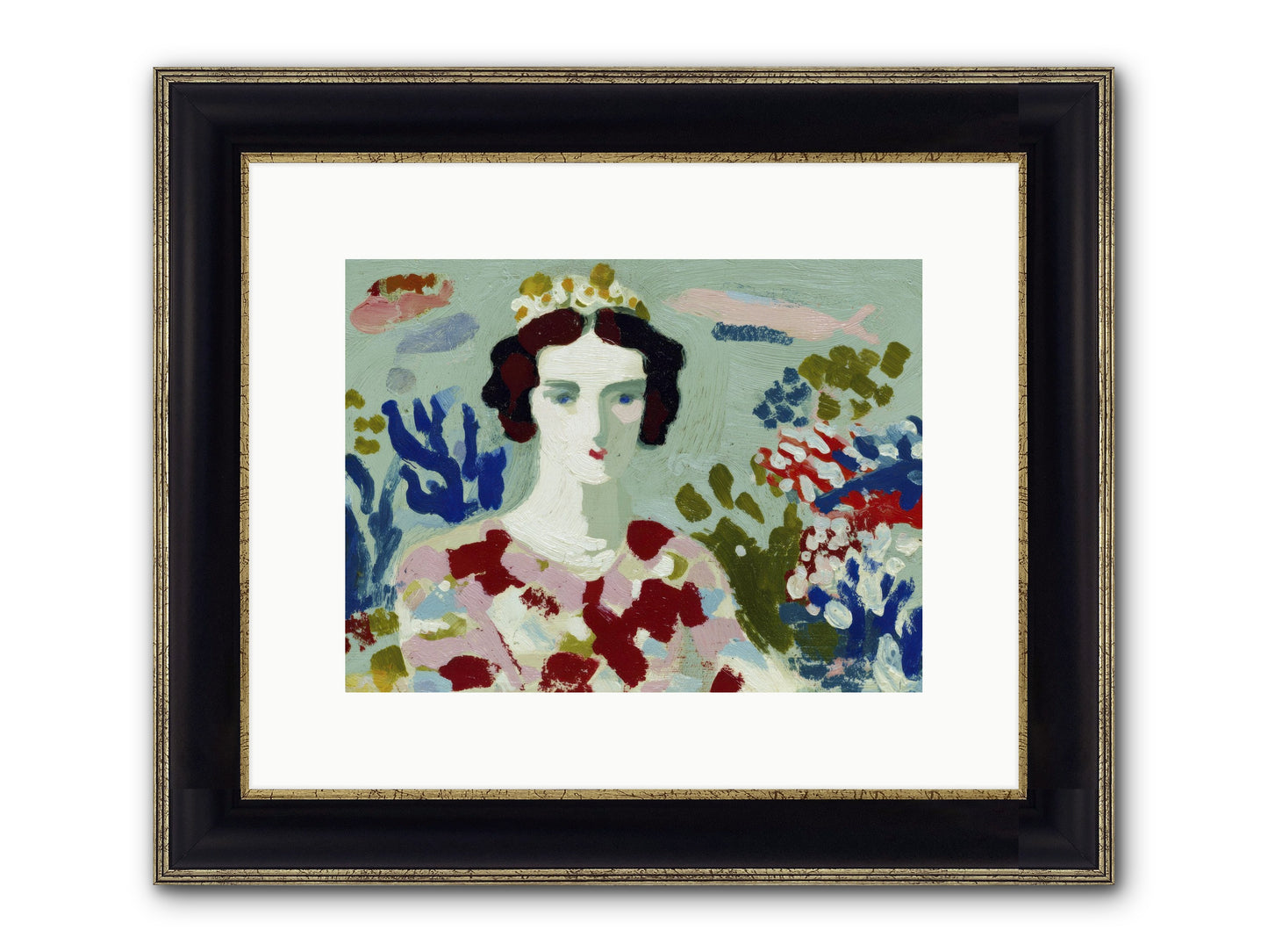 She Floated Through Framed Print - Black & Gold 12x9