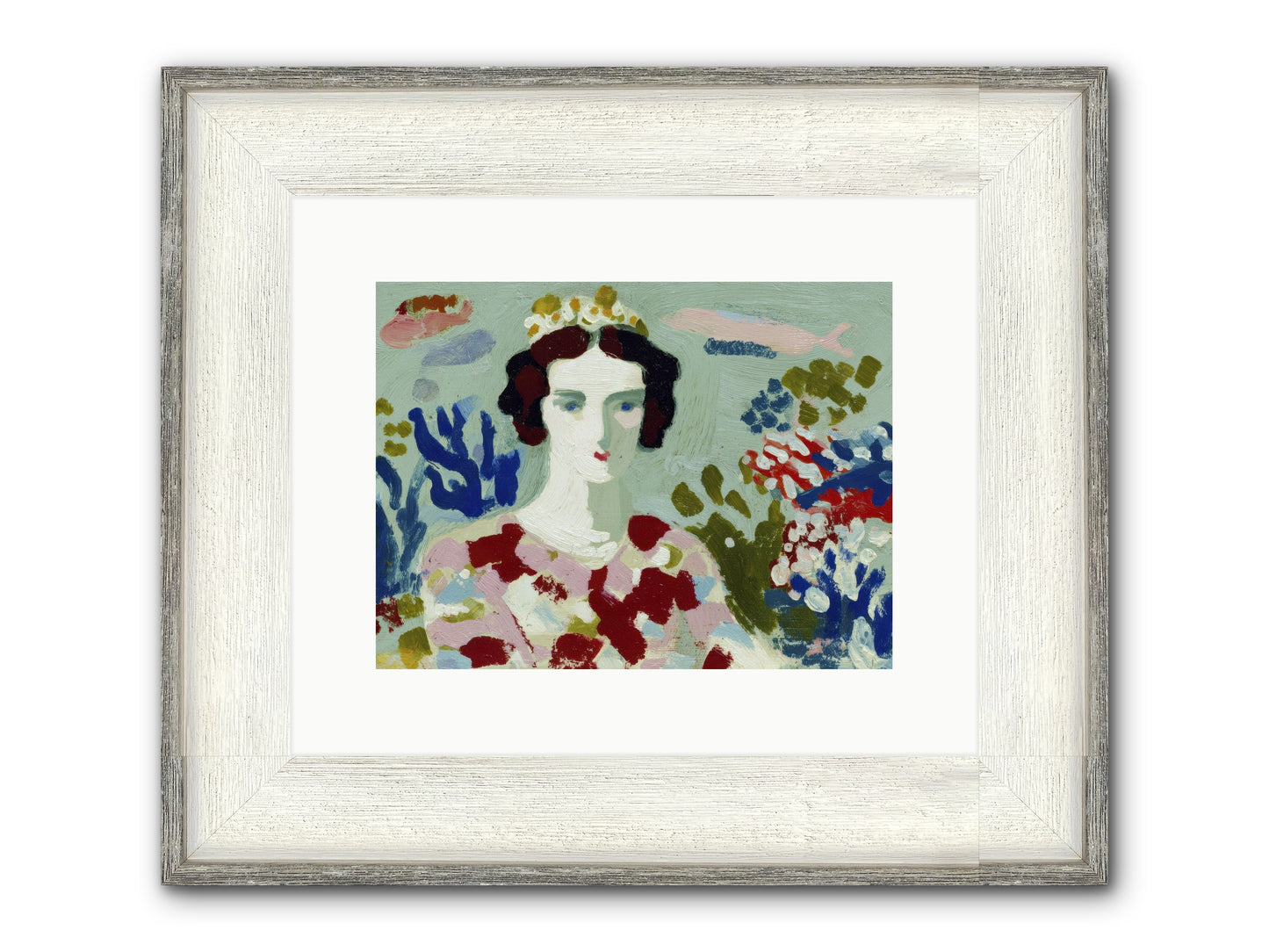 She Floated Through Framed Print - Driftwood White 12x9
