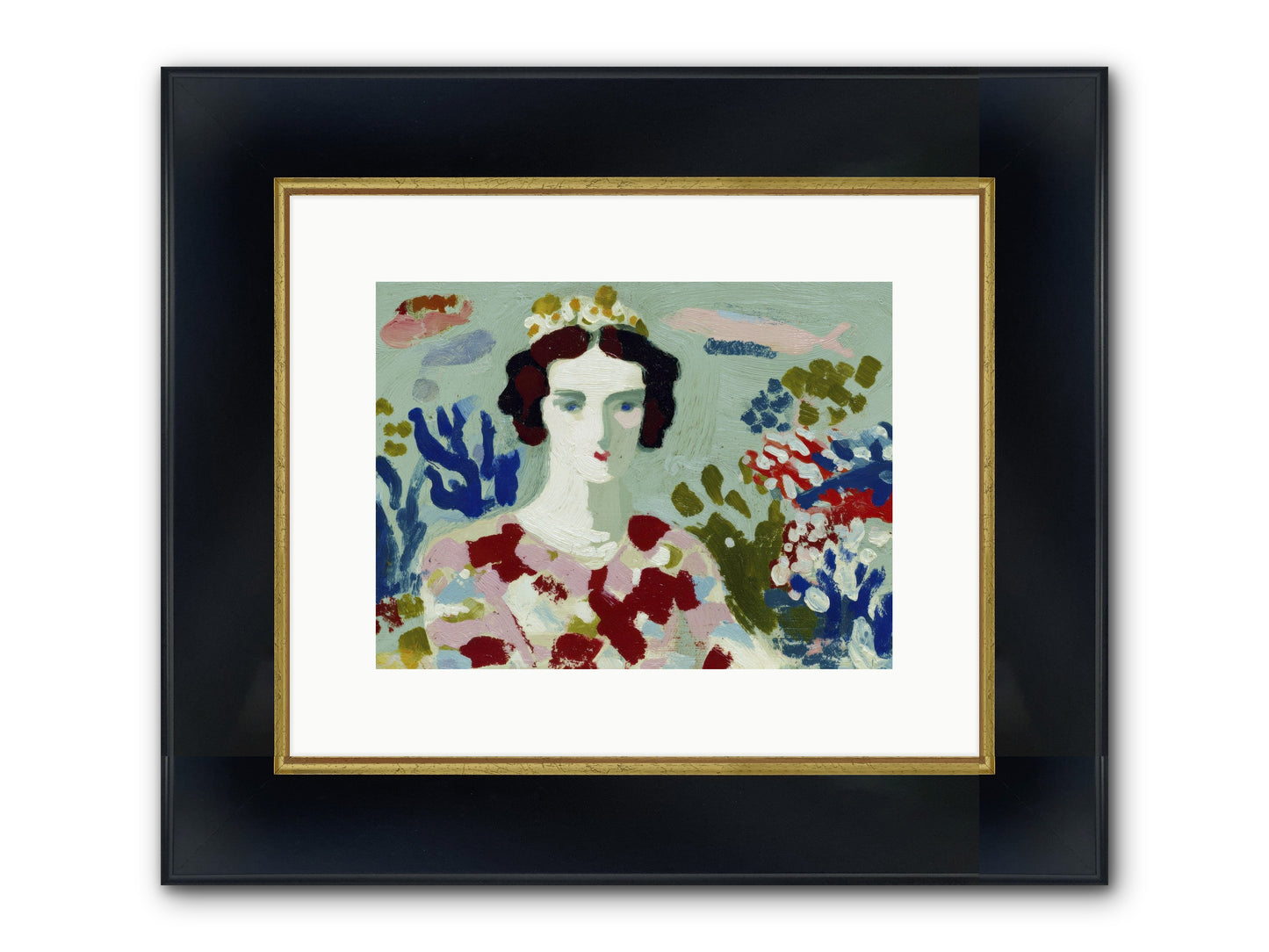 She Floated Through Framed Print - Wide Black w/Gold 12x9