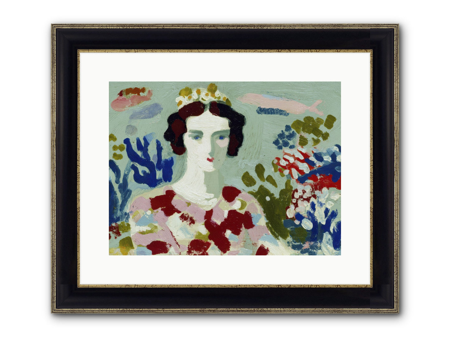 She Floated Through Framed Print - Black & Gold 16x12