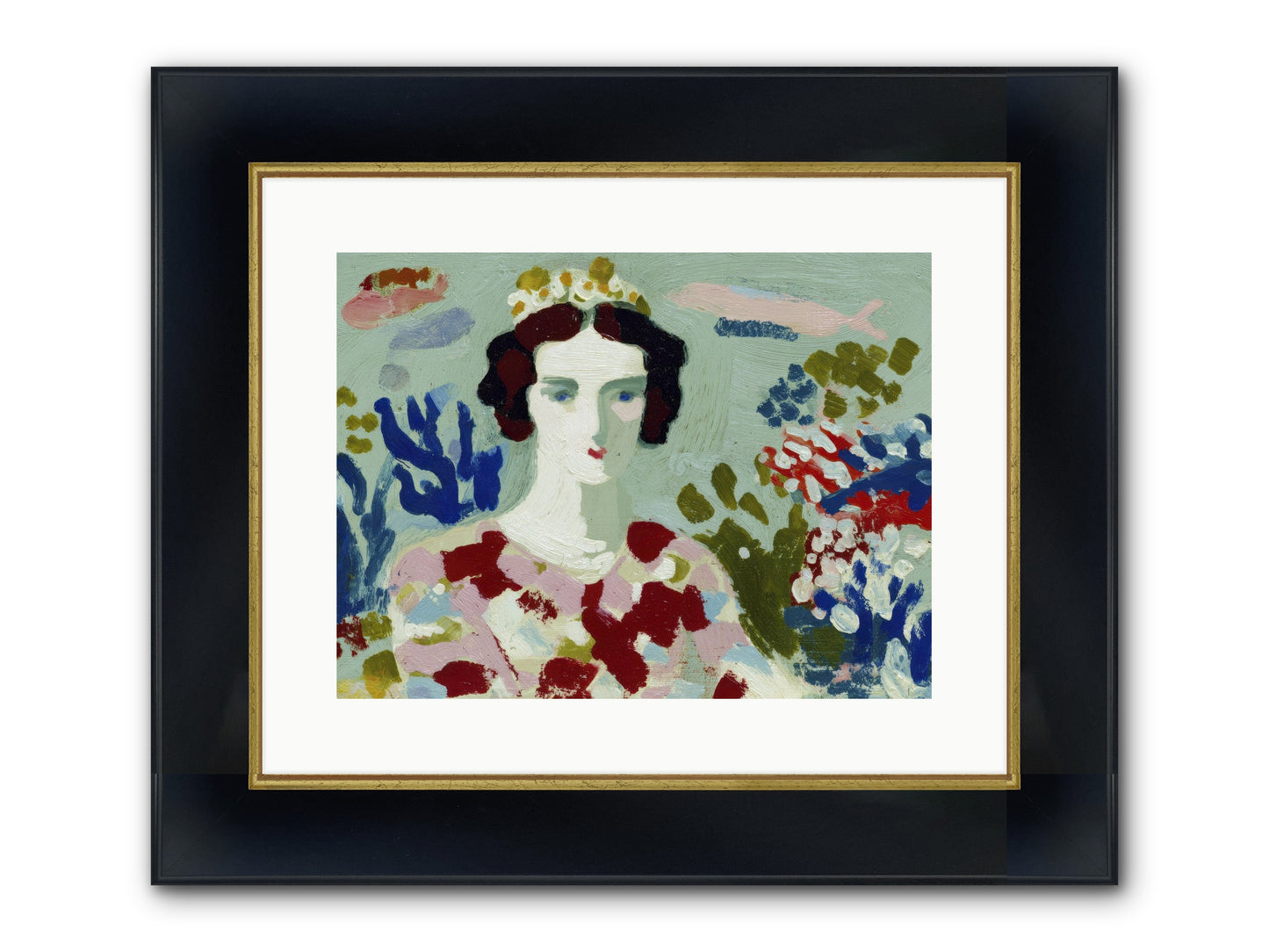 She Floated Through Framed Print - Wide Black w/Gold 16x12