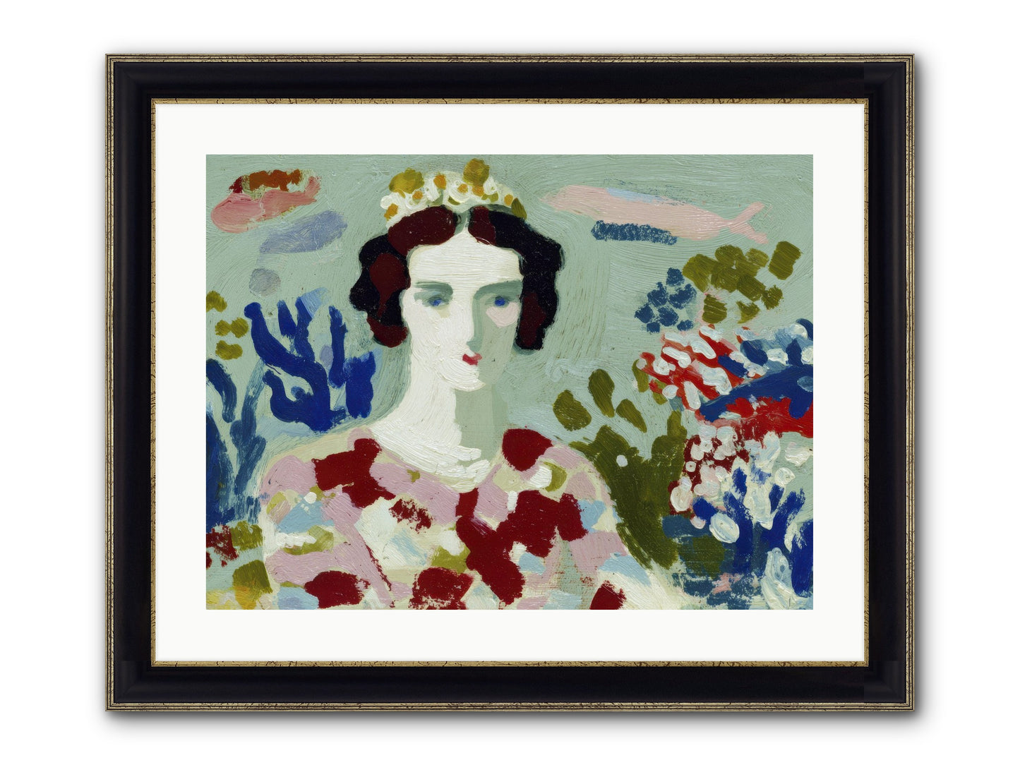 She Floated Through Framed Print - Black & Gold 24x18