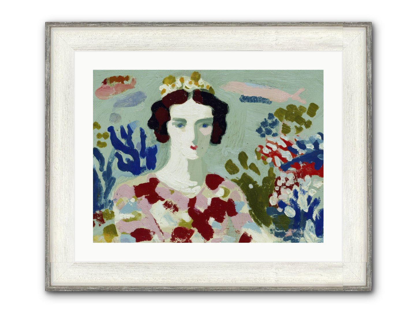 She Floated Through Framed Print - Driftwood White 24x18