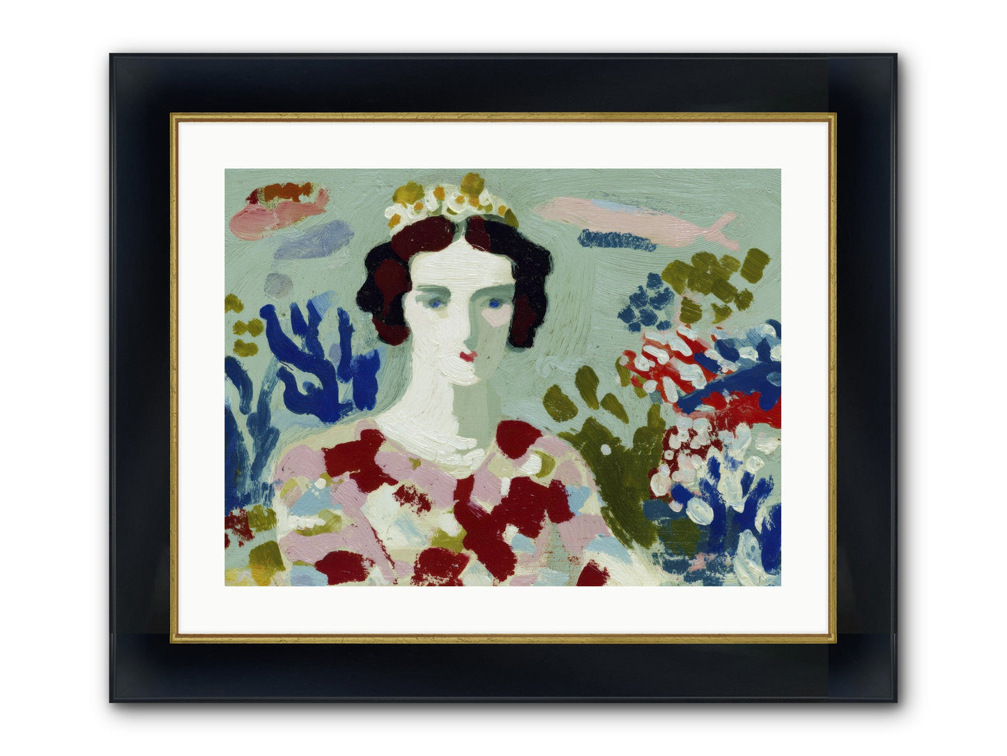 She Floated Through Framed Print - Wide Black w/Gold 24x18