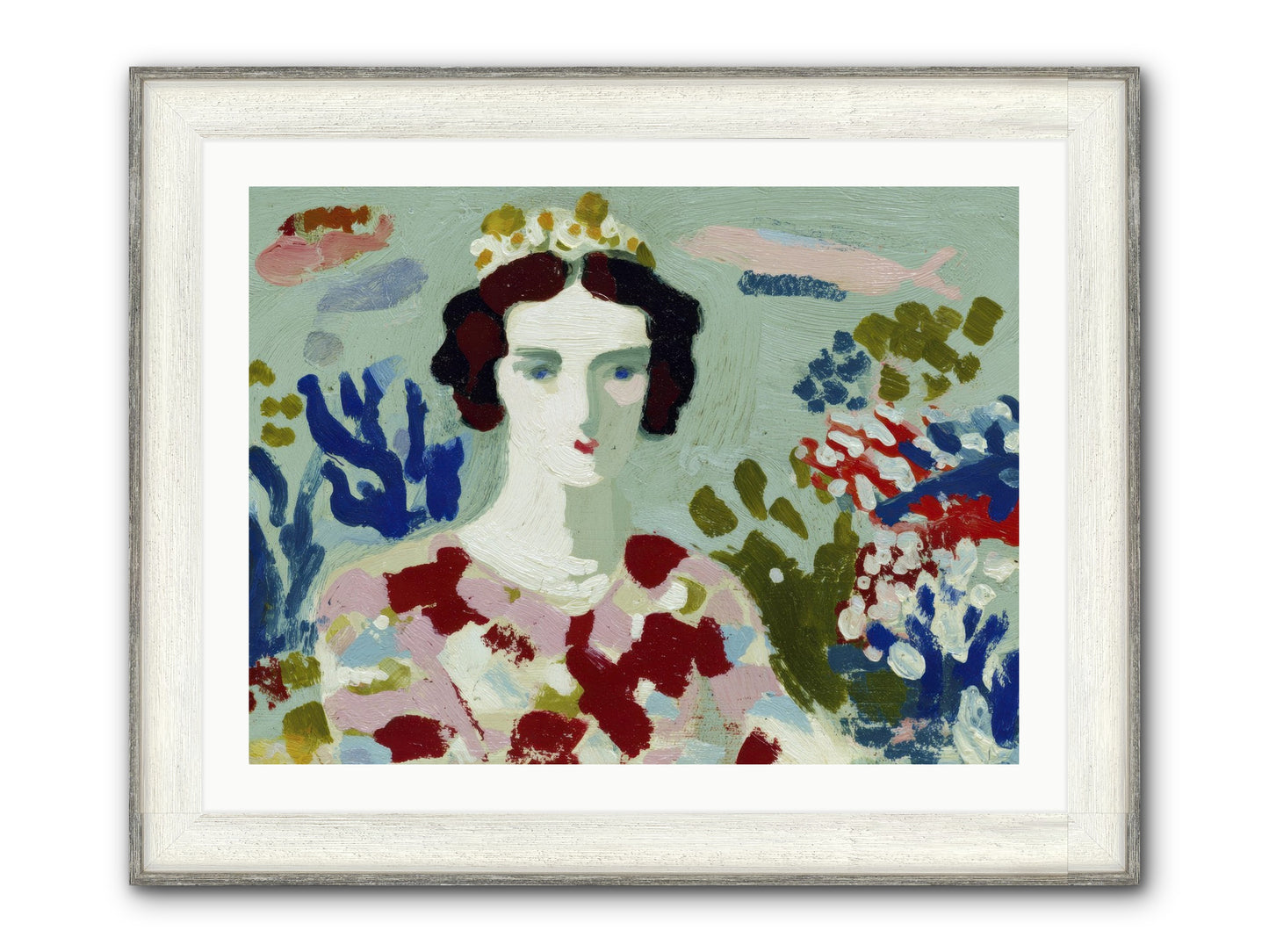She Floated Through Framed Print - Driftwood White 32x24