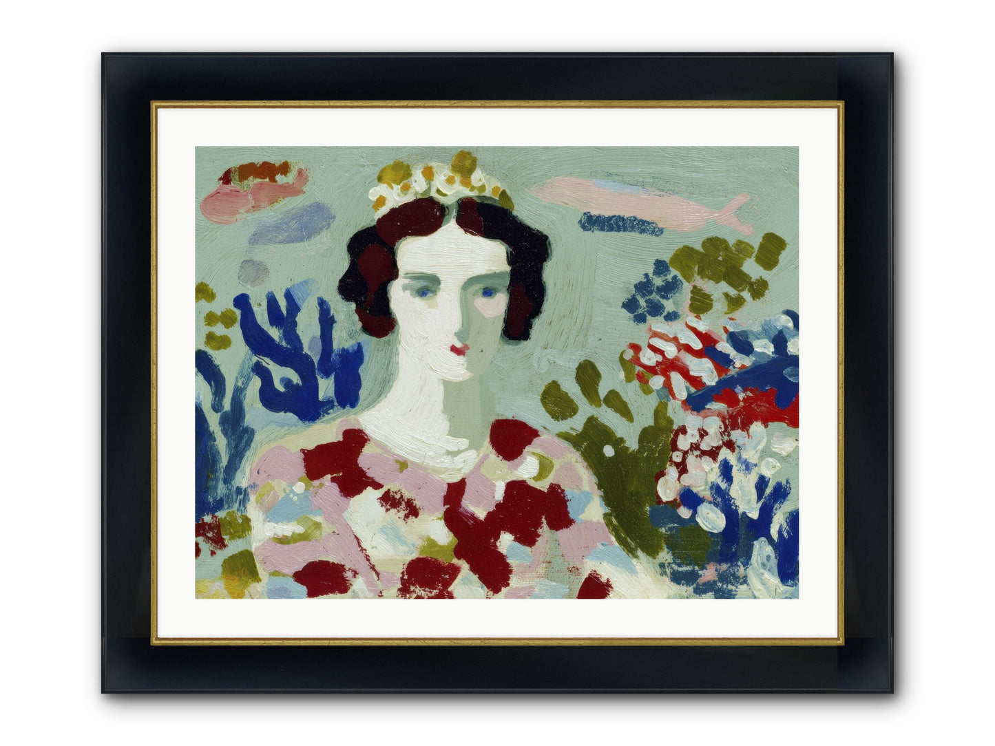 She Floated Through Framed Print - Wide Black w/Gold 32x24