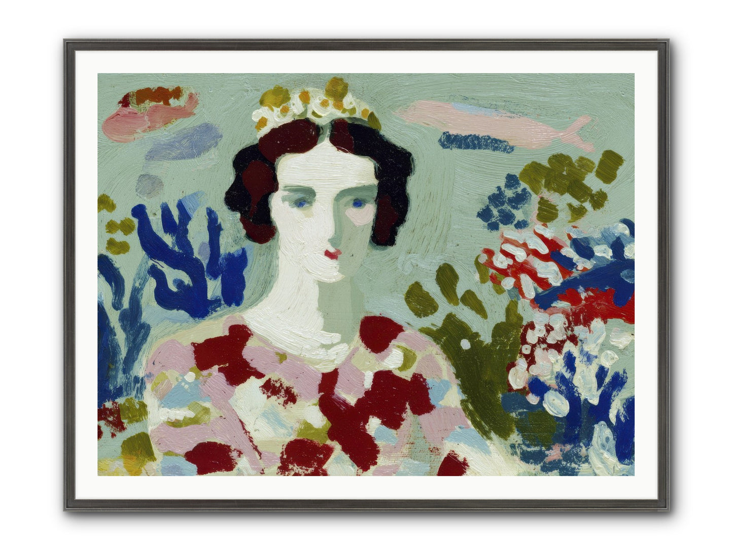 She Floated Through Framed Print - Slimwoods Black/Silver 48x36