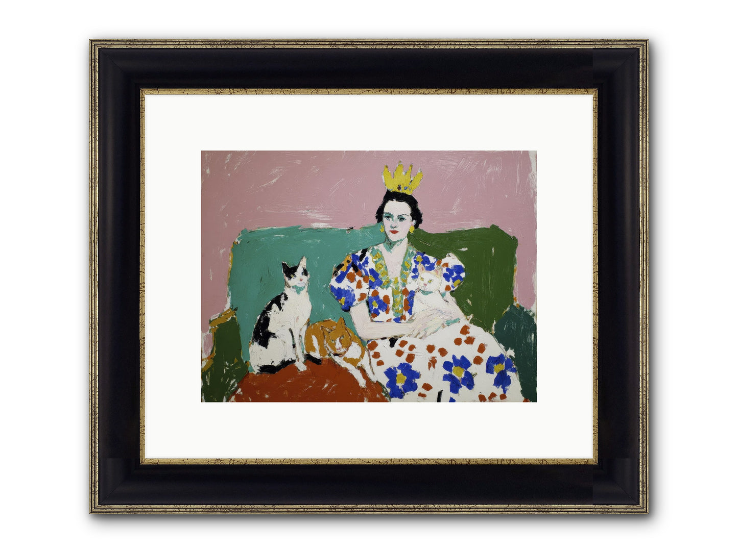She Never Sat Alone Framed Print - Black & Gold 12x9