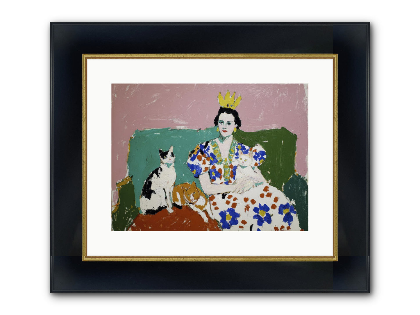 She Never Sat Alone Framed Print - Wide Black w/Gold 16x12