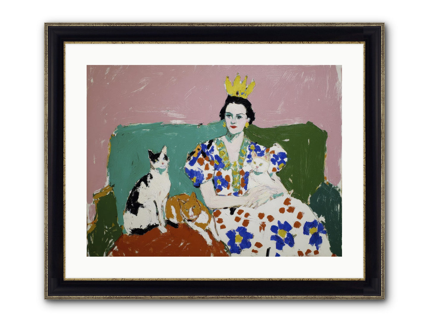 She Never Sat Alone Framed Print - Black & Gold 24x18