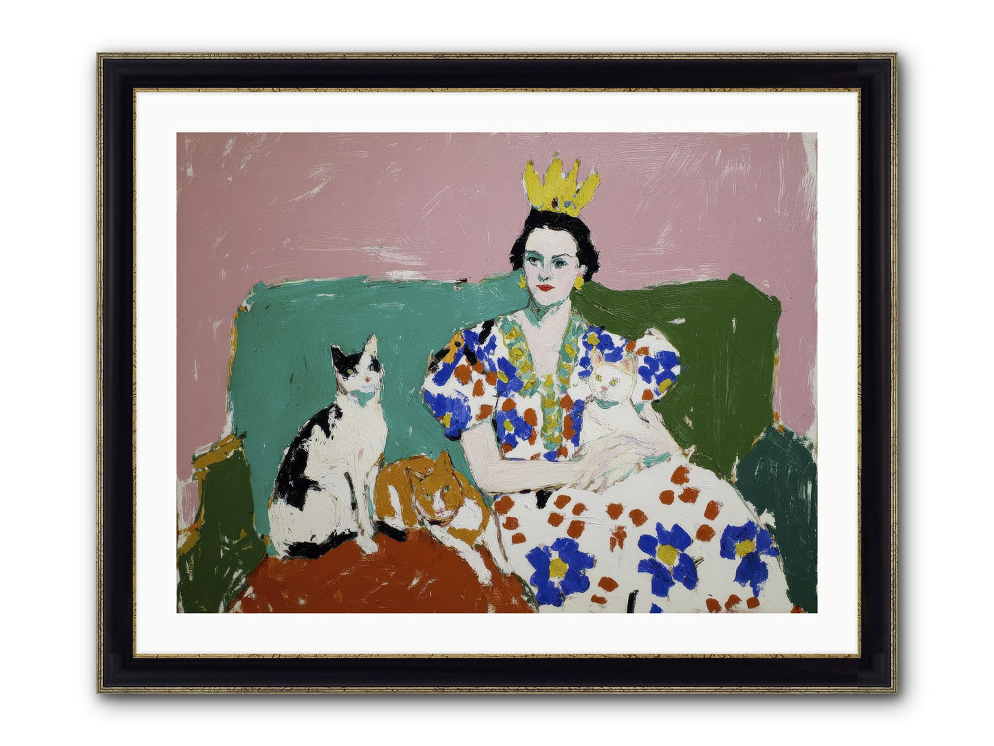 She Never Sat Alone Framed Print - Black & Gold 32x24