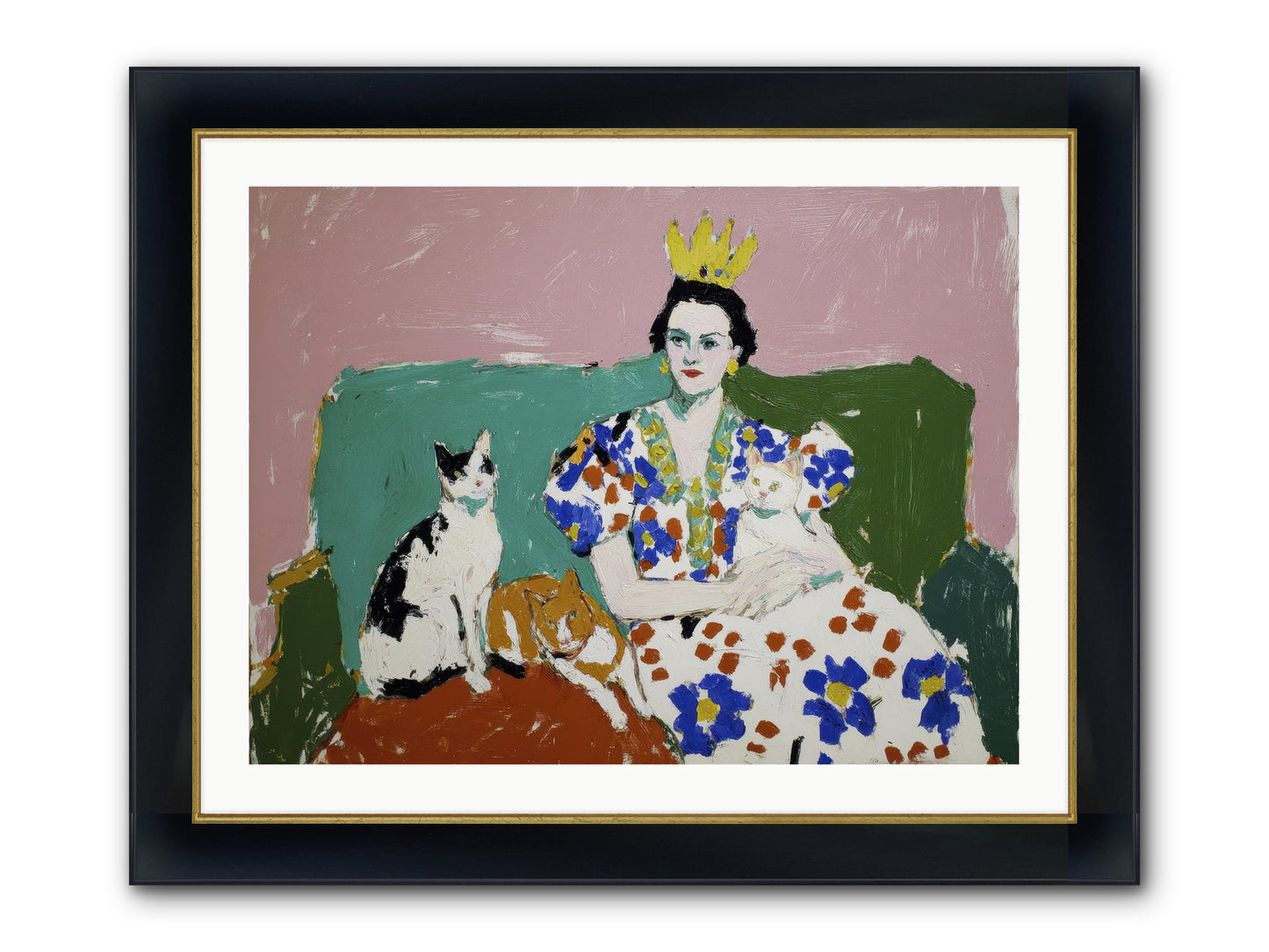 She Never Sat Alone Framed Print - Wide Black w/Gold 32x24