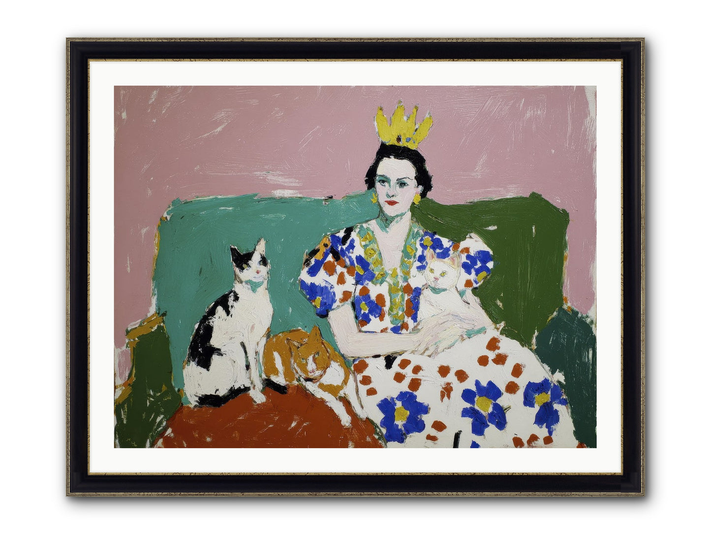 She Never Sat Alone Framed Print - Black & Gold 40x30