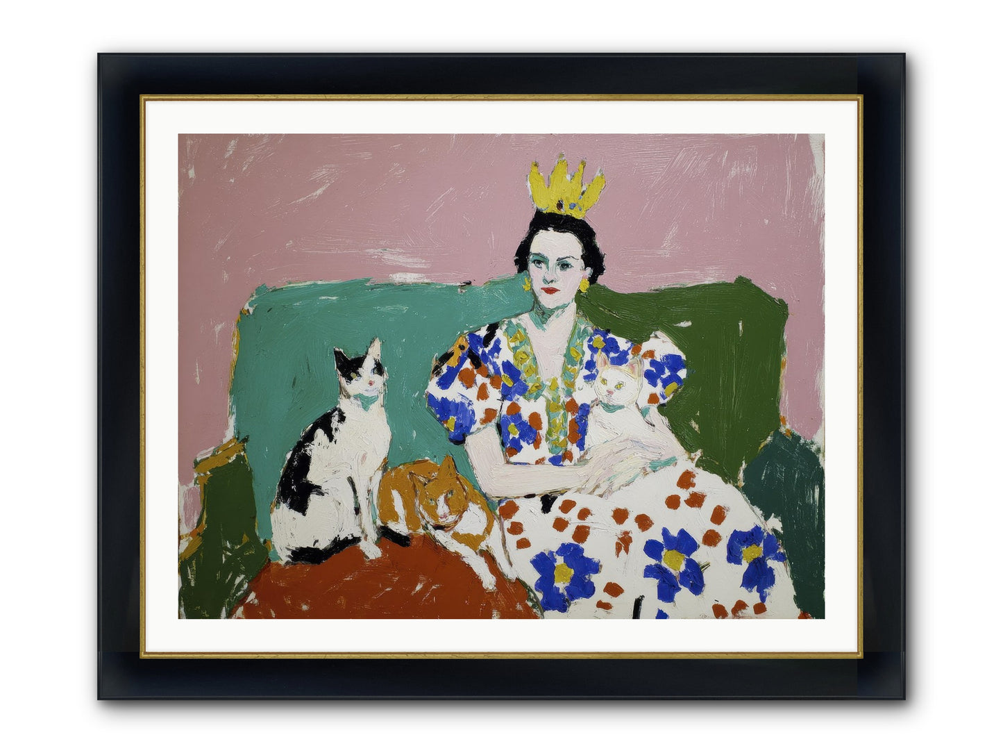 She Never Sat Alone Framed Print - Wide Black w/Gold 40x30