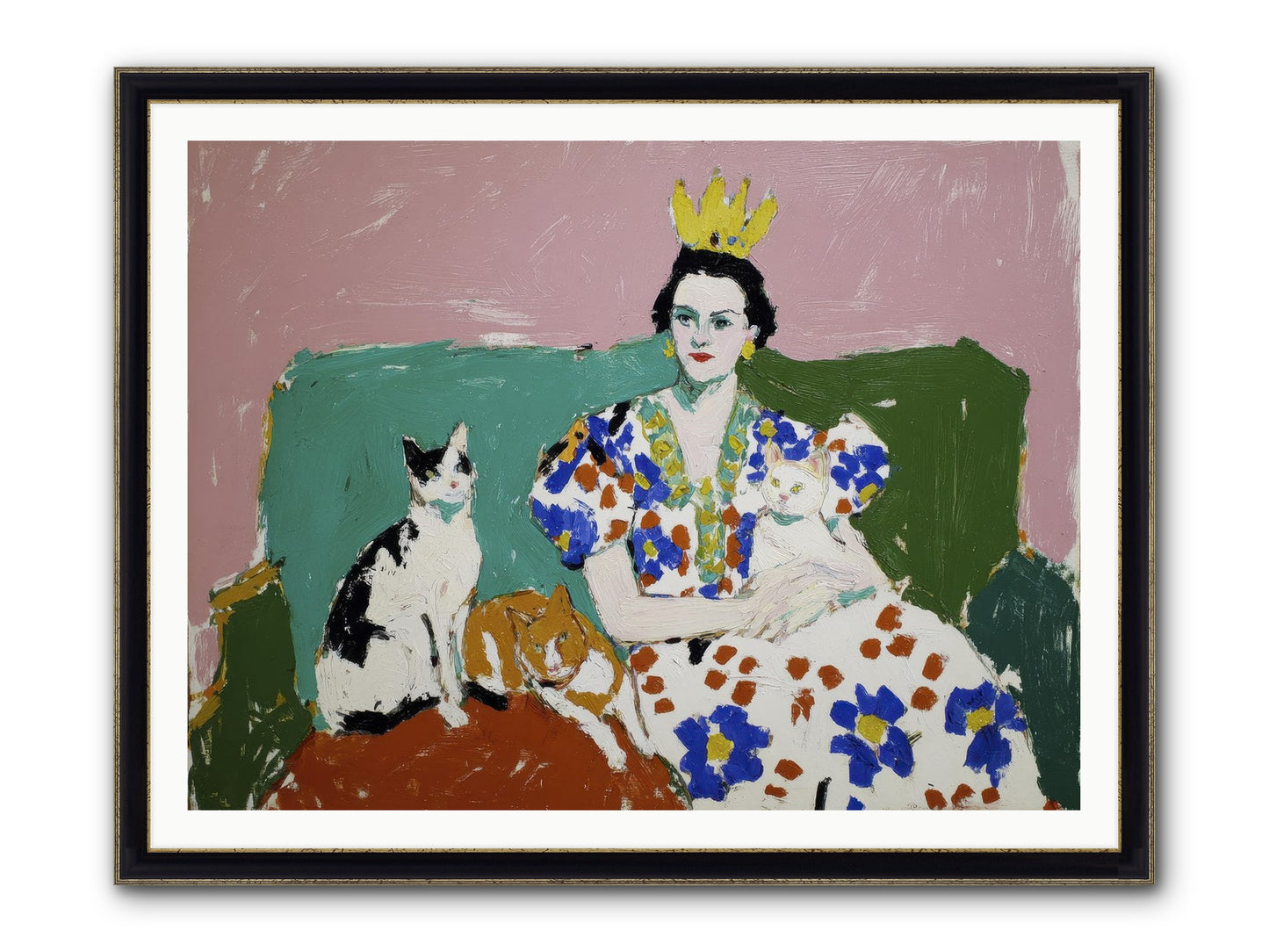 She Never Sat Alone Framed Print - Black & Gold 48x36