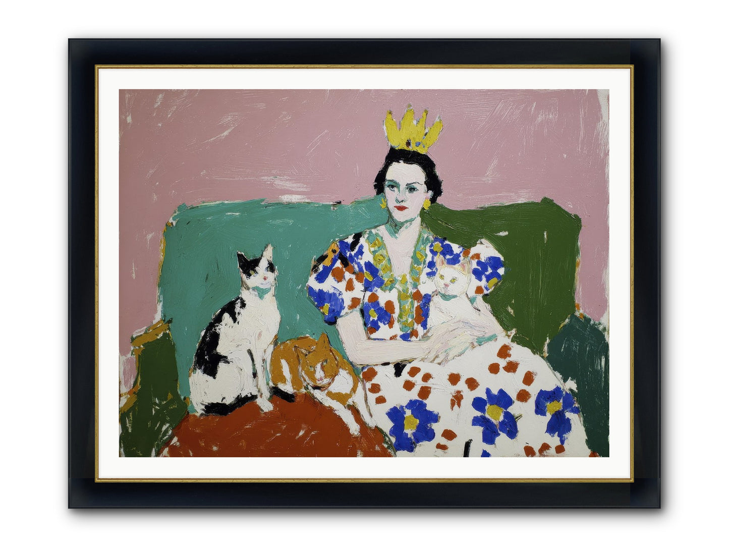 She Never Sat Alone Framed Print - Wide Black w/Gold 48x36