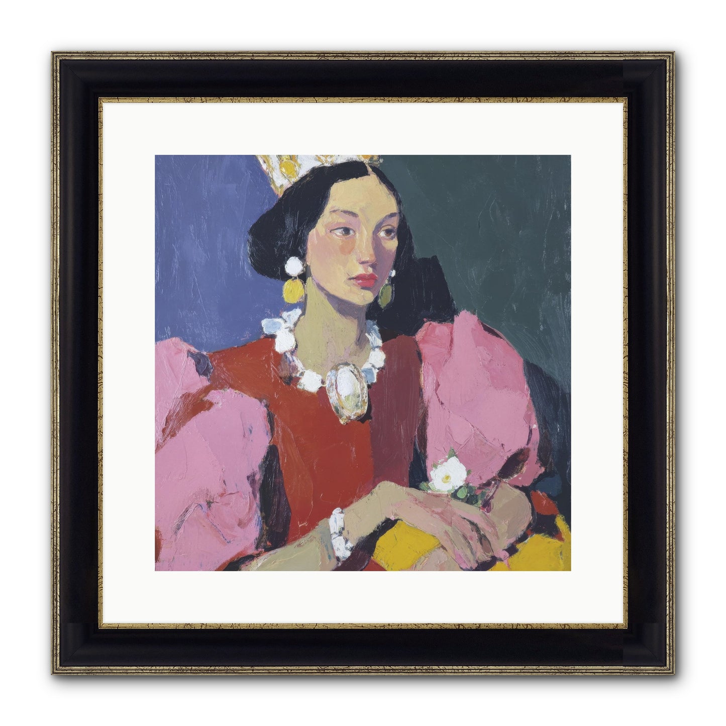 She Stood Apart Framed Print - Black & Gold 16x16