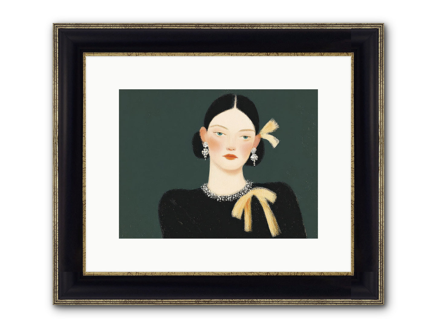 She Tied It Twice Framed Print - Black & Gold 12x9