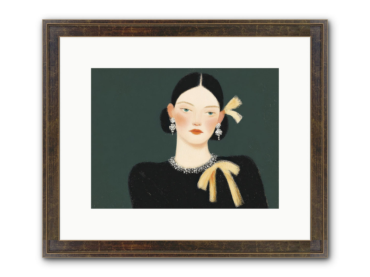 She Tied It Twice Framed Print - Slimwoods Black/Gold 12x9